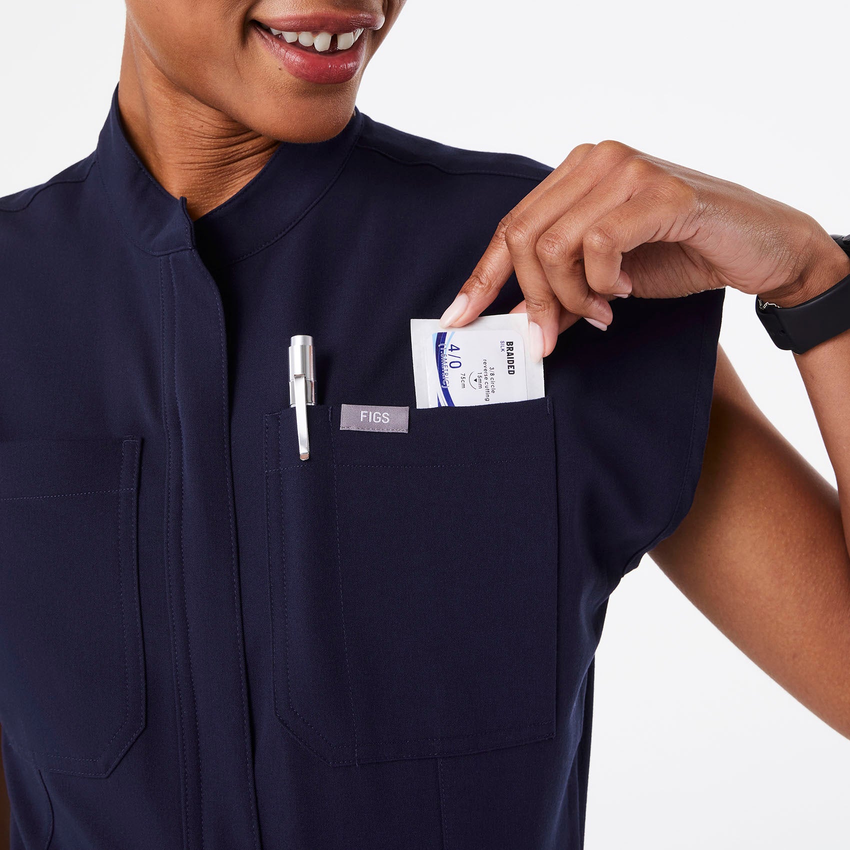 women's Navy Rafaela Wide Leg - Petite ScrubJumpsuit™ - Image 5