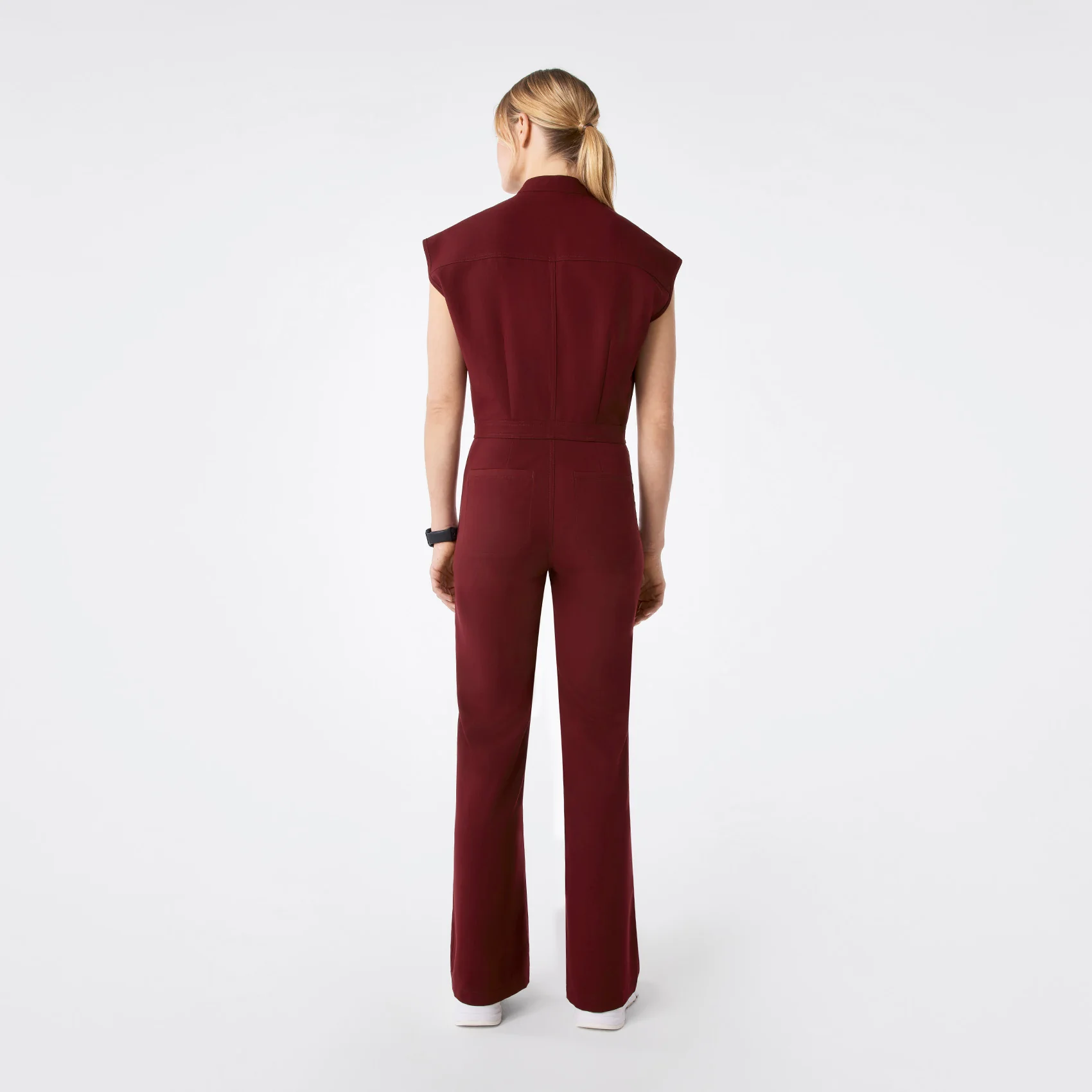 women's Burgundy Rafaela Wide Leg - ScrubJumpsuit™ - Image 2