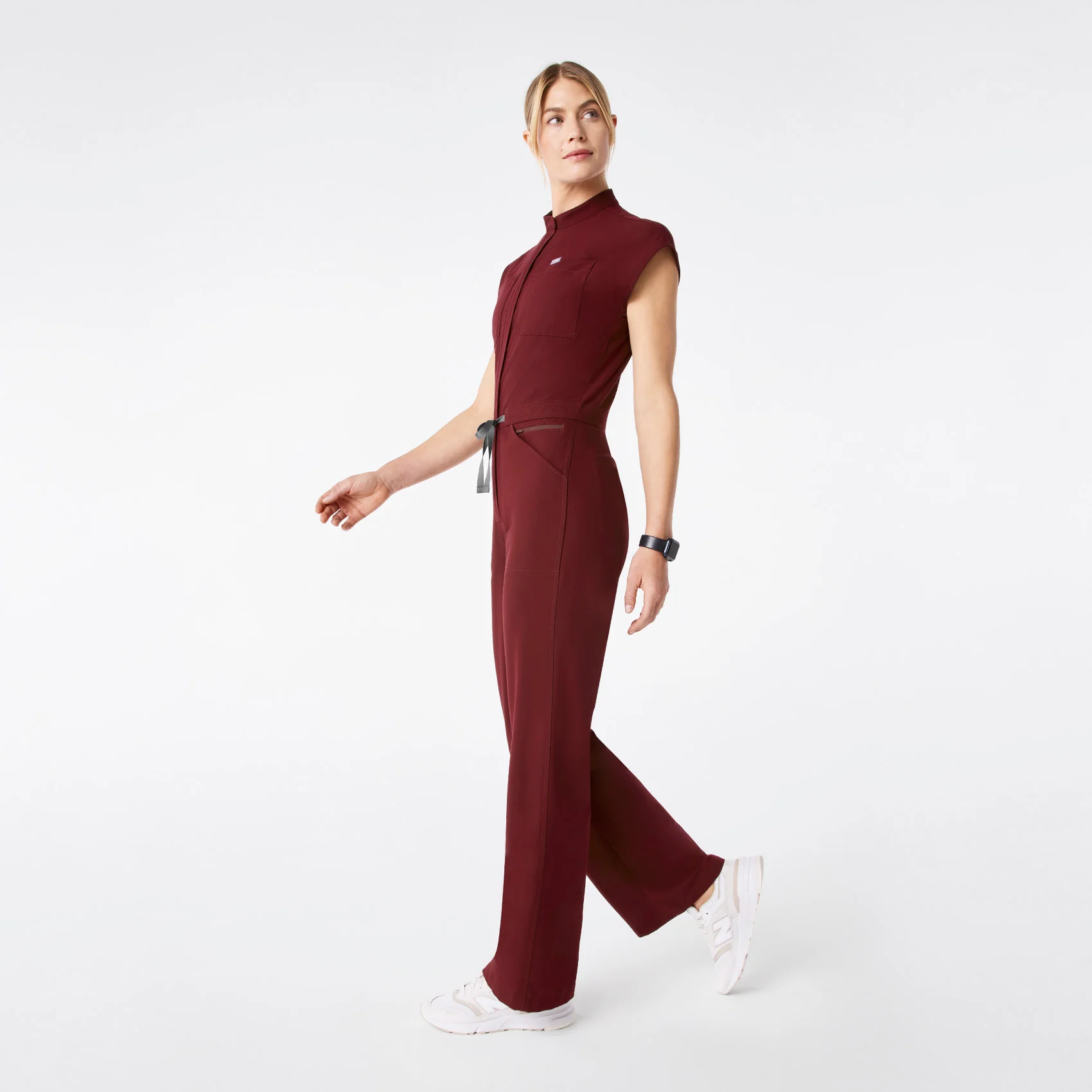 women's Burgundy Rafaela Wide Leg - ScrubJumpsuit™ - Image 3