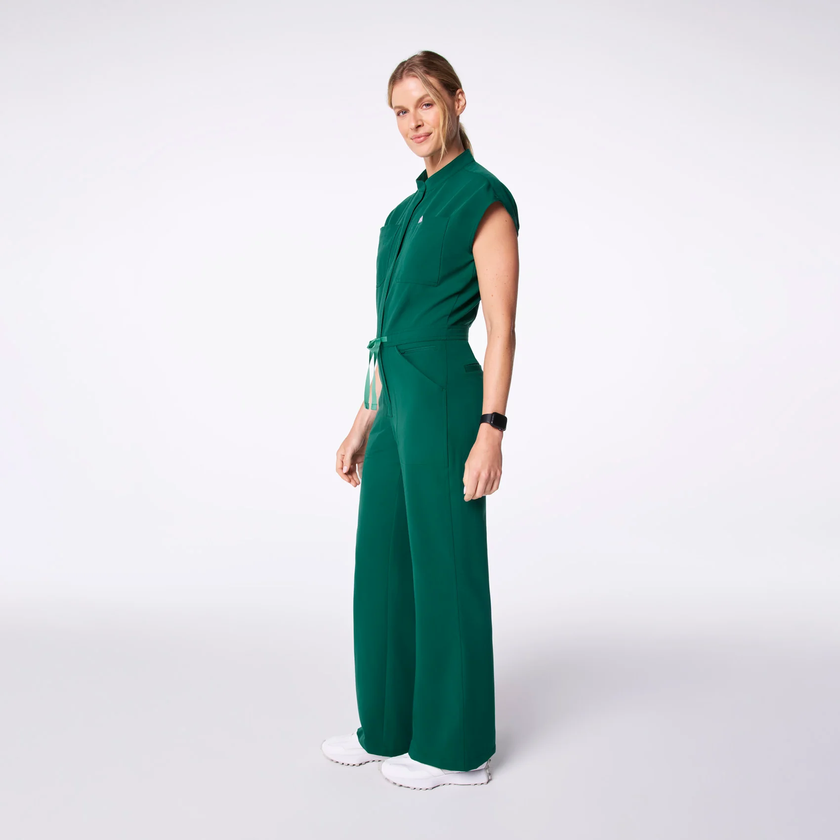 women's Hunter Green Rafaela Wide Leg - ScrubJumpsuit™ - Image 3