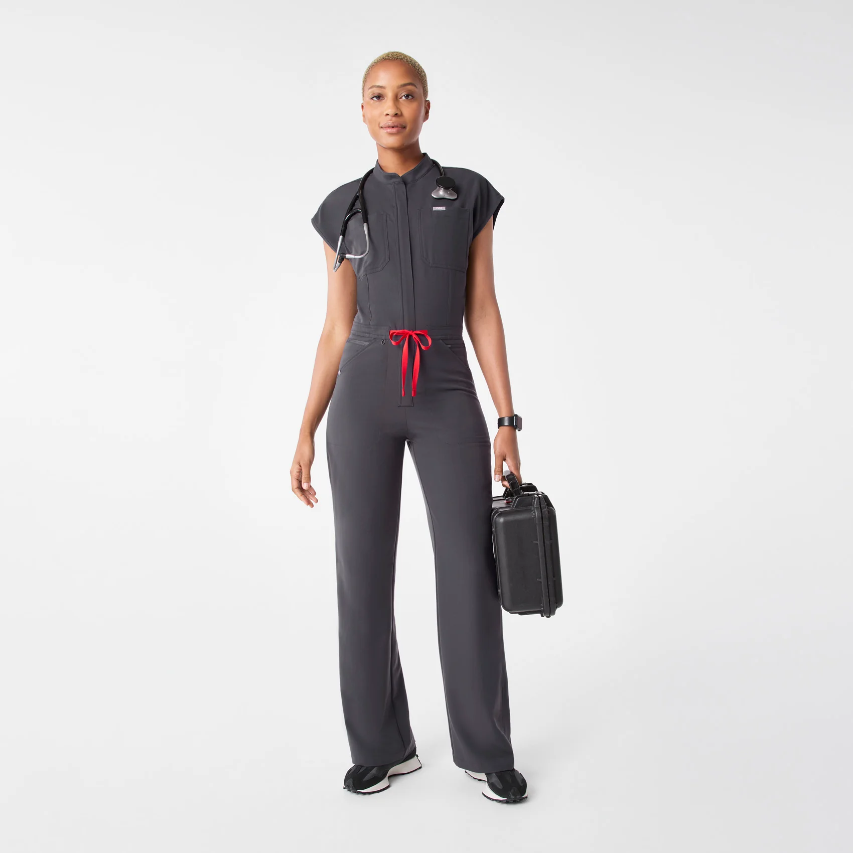 women's Charcoal Rafaela Wide Leg - Tall ScrubJumpsuit™