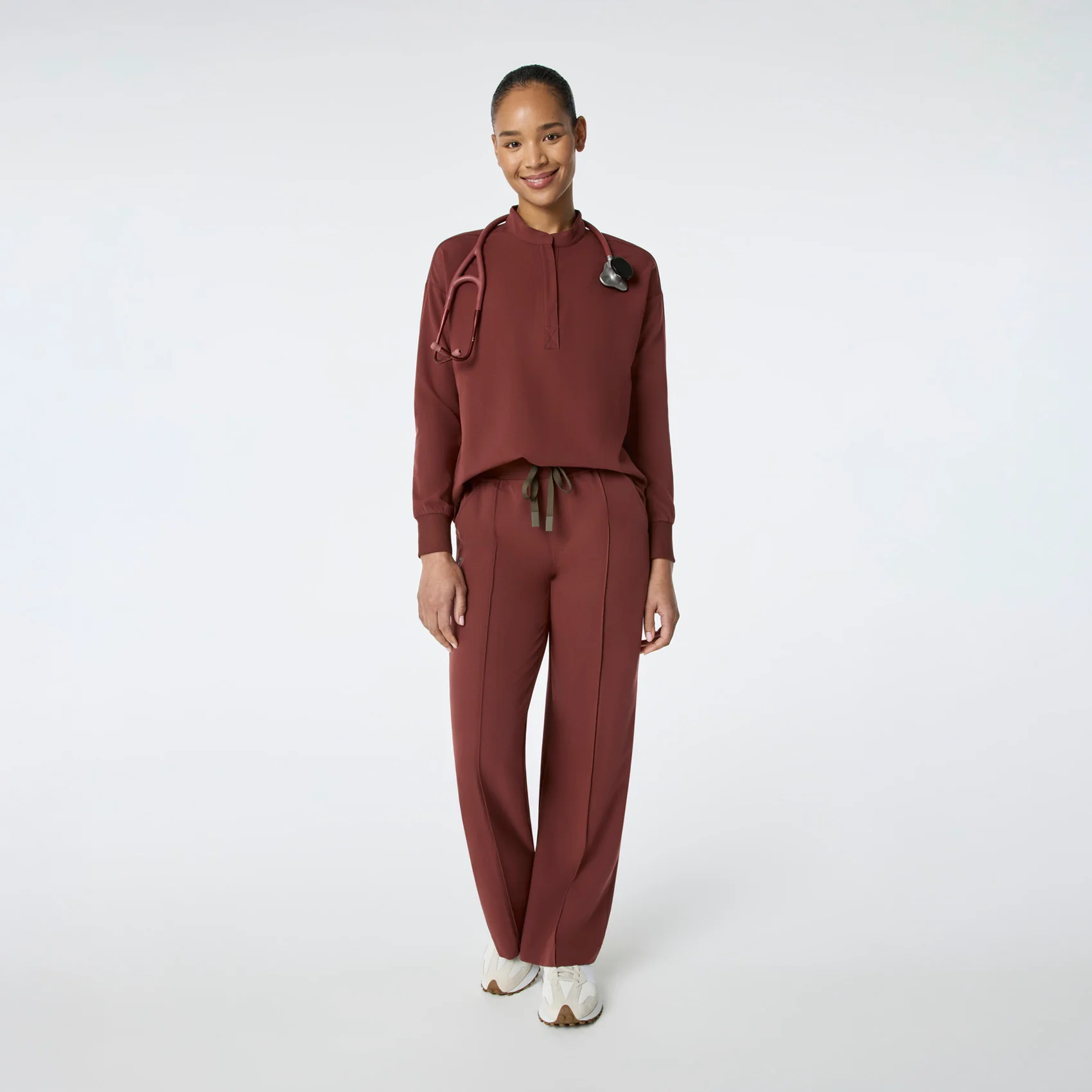 women's Walnut Rafaela Relaxed Longsleeve - Scrub Top - Image 2