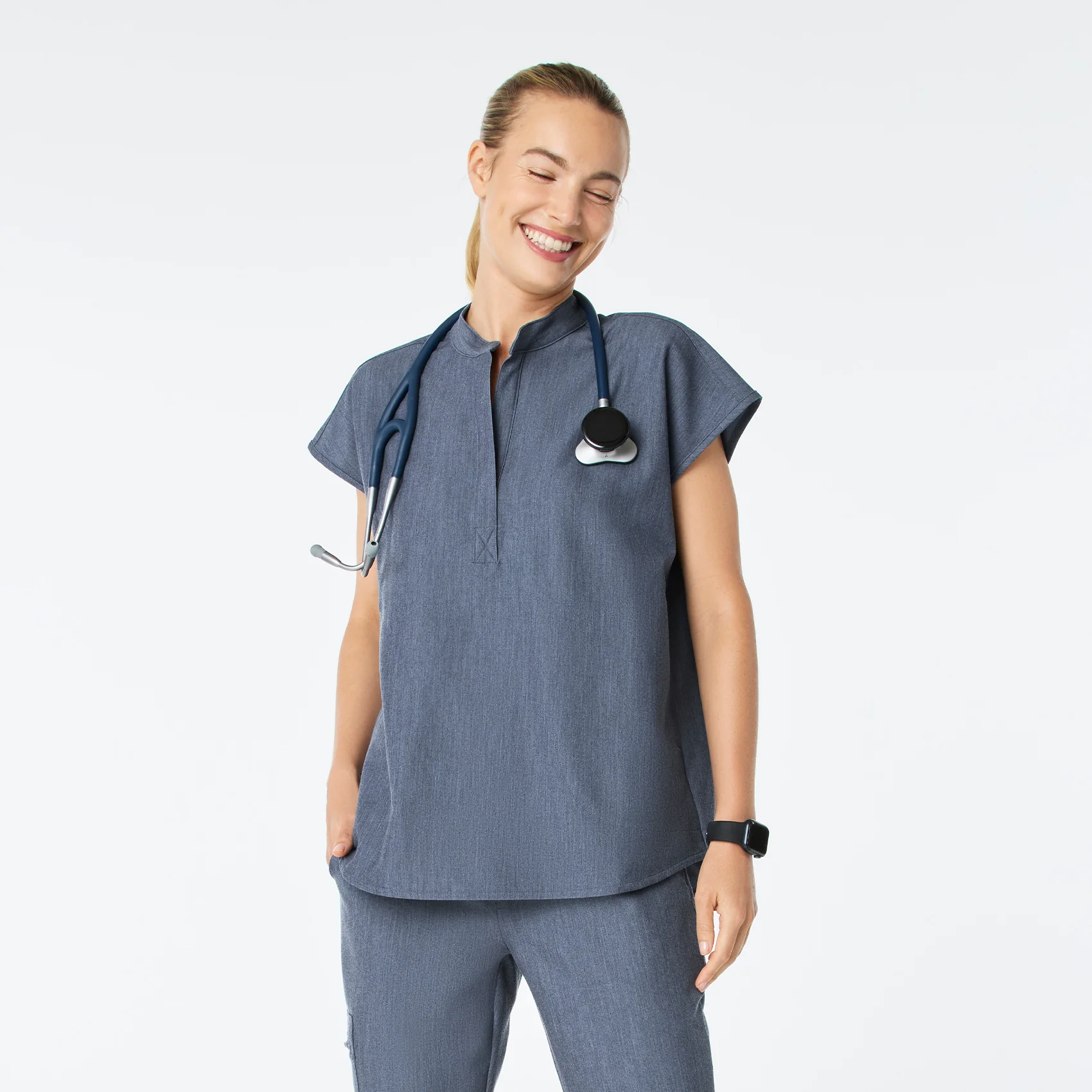 women's Heather Denim Rafaela - Oversized Scrub Top™
