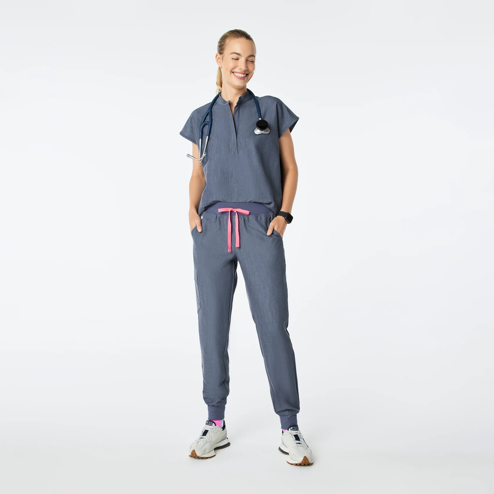 women's Heather Denim Rafaela - Oversized Scrub Top™ - Image 2