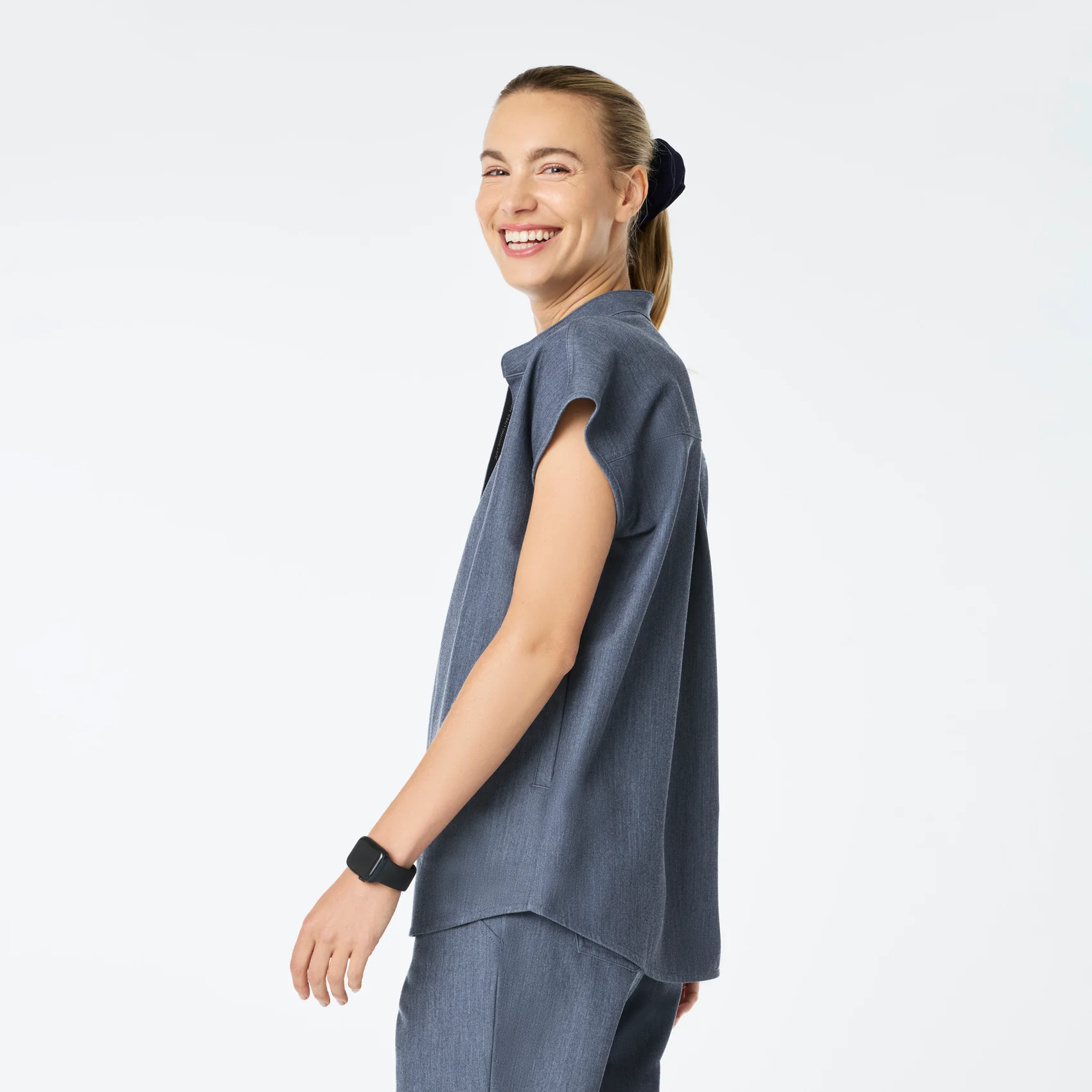 women's Heather Denim Rafaela - Oversized Scrub Top™ - Image 3