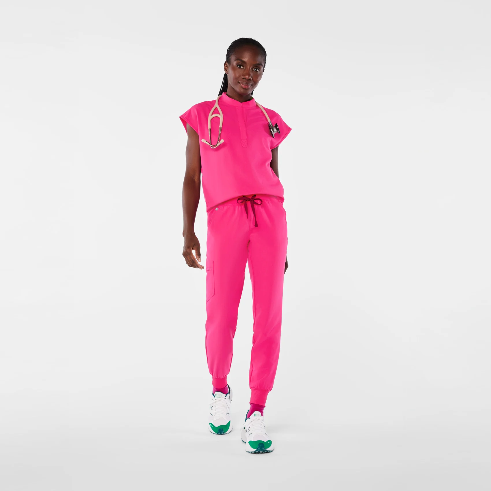 women's Shocking Pink Rafaela Oversized Scrub Top™ - Image 2