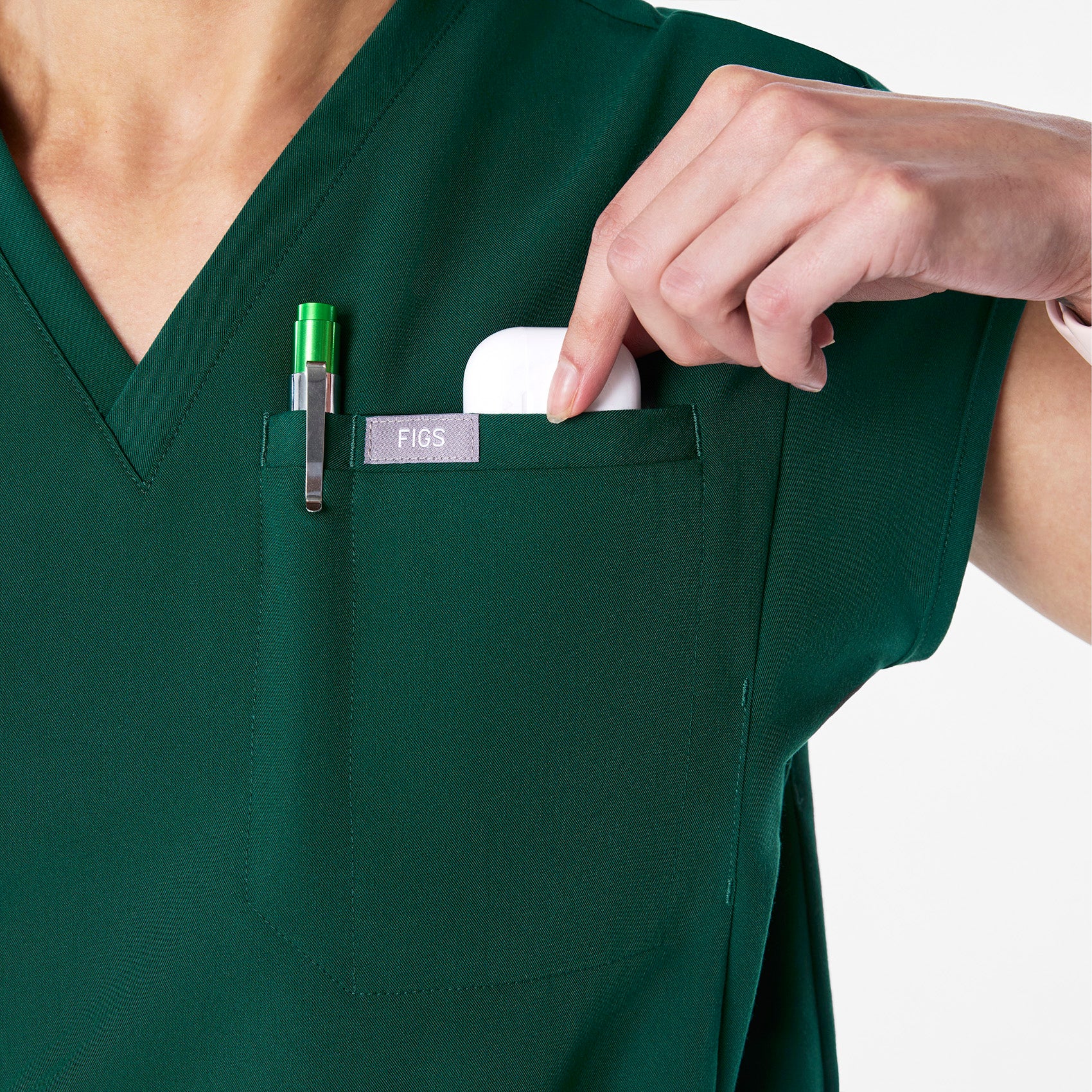 women's Forest Green Raleigh V-Neck - Scrub Top - Image 7