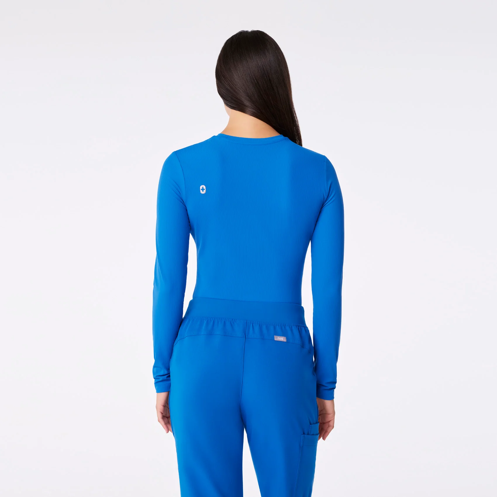 women's Royal Blue Ribbed - Longsleeve Underscrub - Image 5