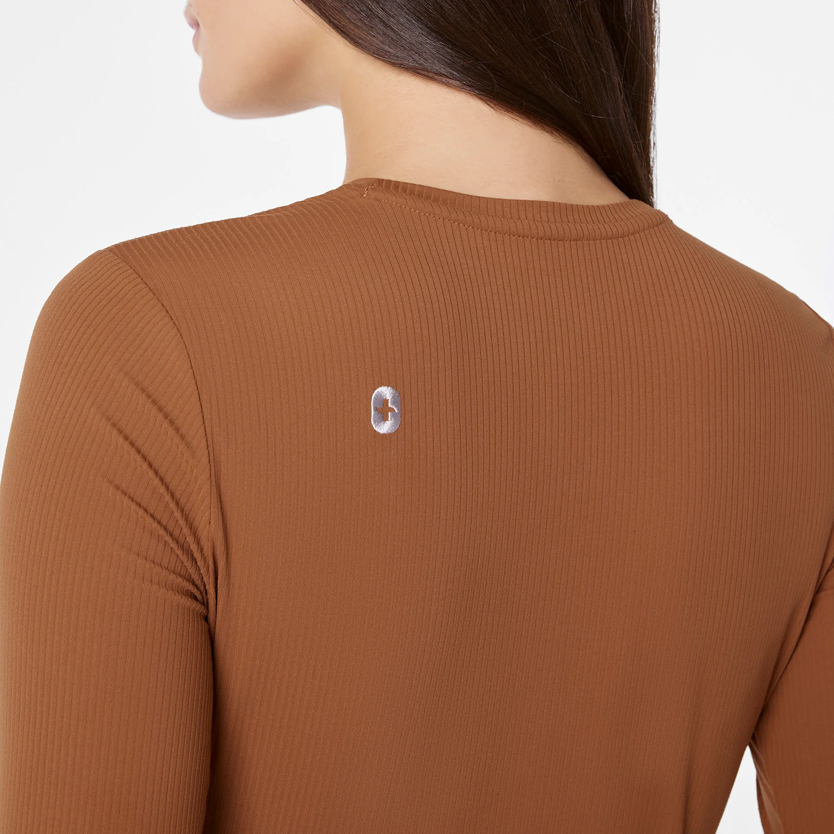 women's Mocha Ribbed - ¾ Sleeve Underscrub - Image 2