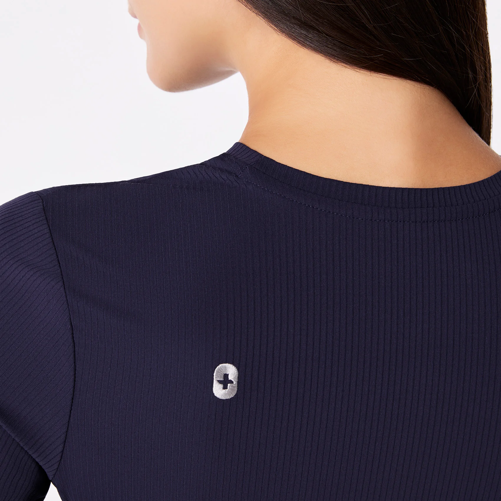 women's Navy Ribbed - ¾ Sleeve Underscrub - Image 2