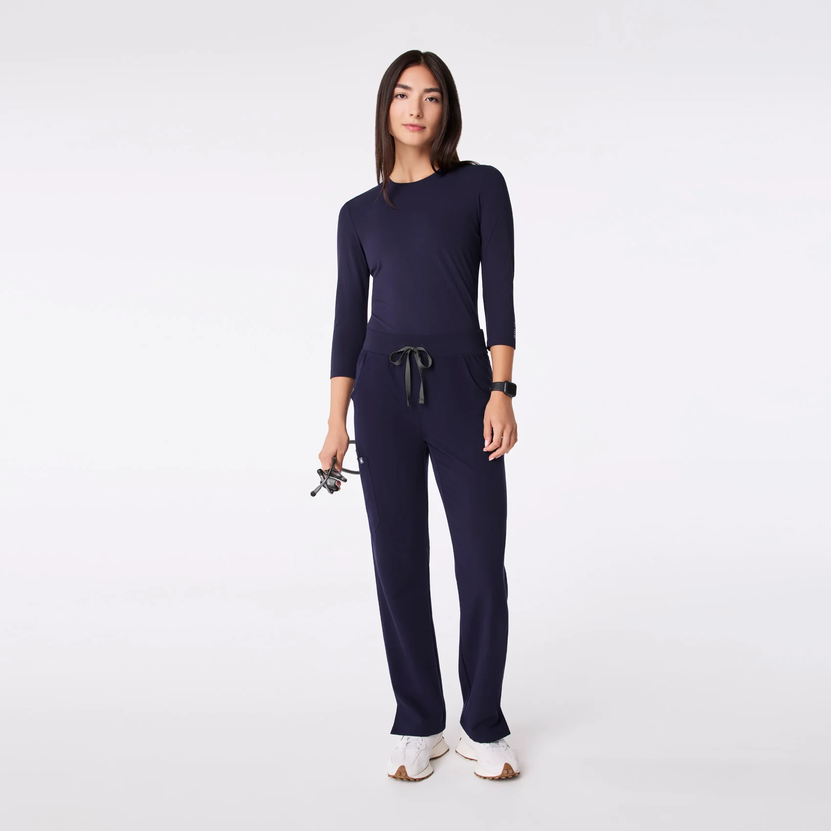 women's Navy Ribbed - ¾ Sleeve Underscrub - Image 3