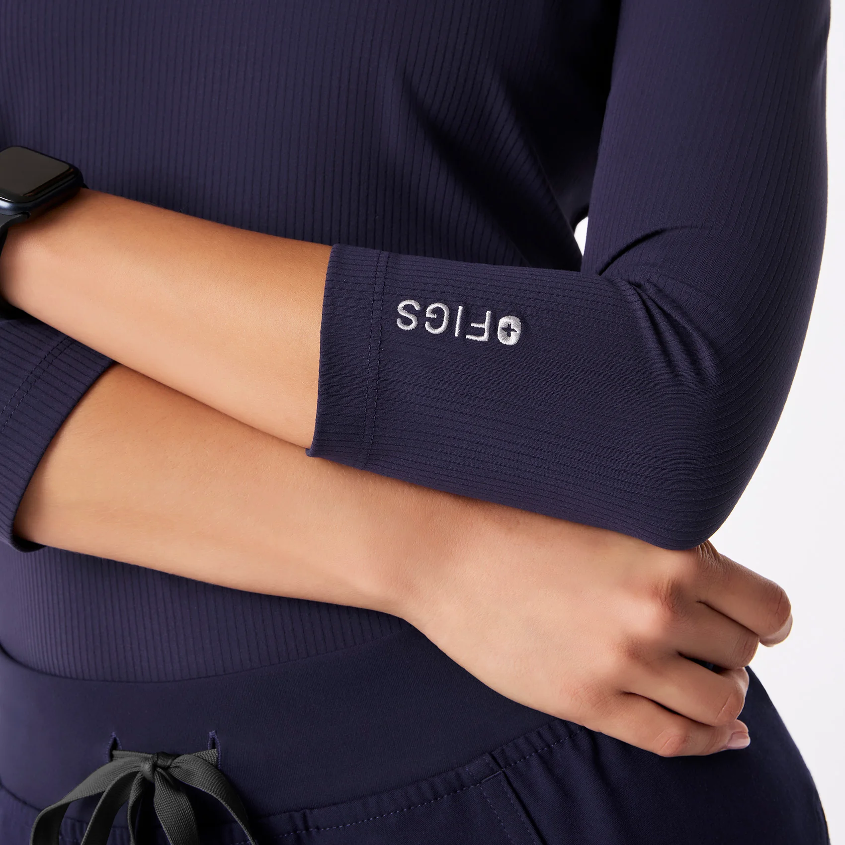 women's Navy Ribbed - ¾ Sleeve Underscrub - Image 7