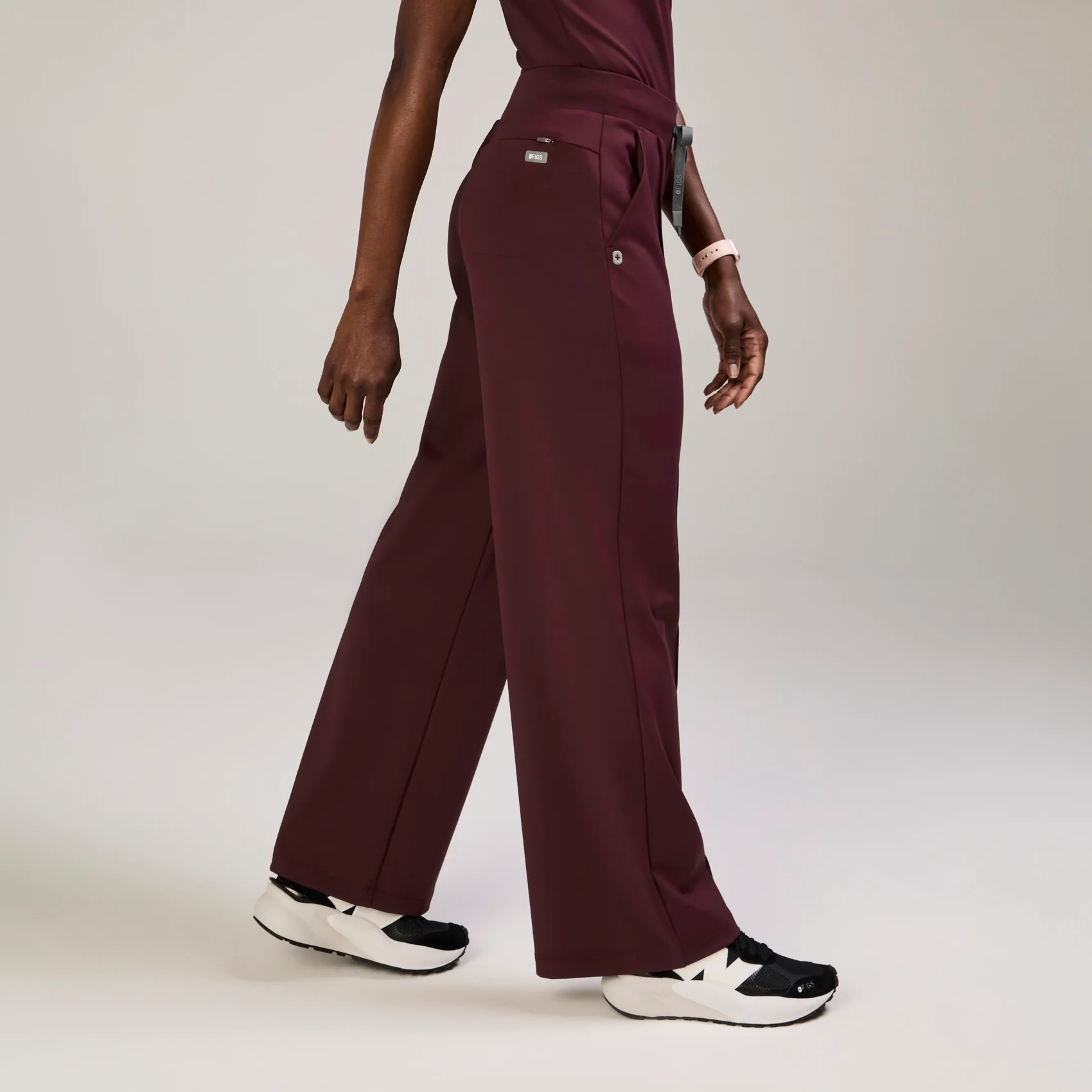 women's Burgundy High Waisted Salina FORMx Wide Leg - Tall Scrub Pant™ - Image 3