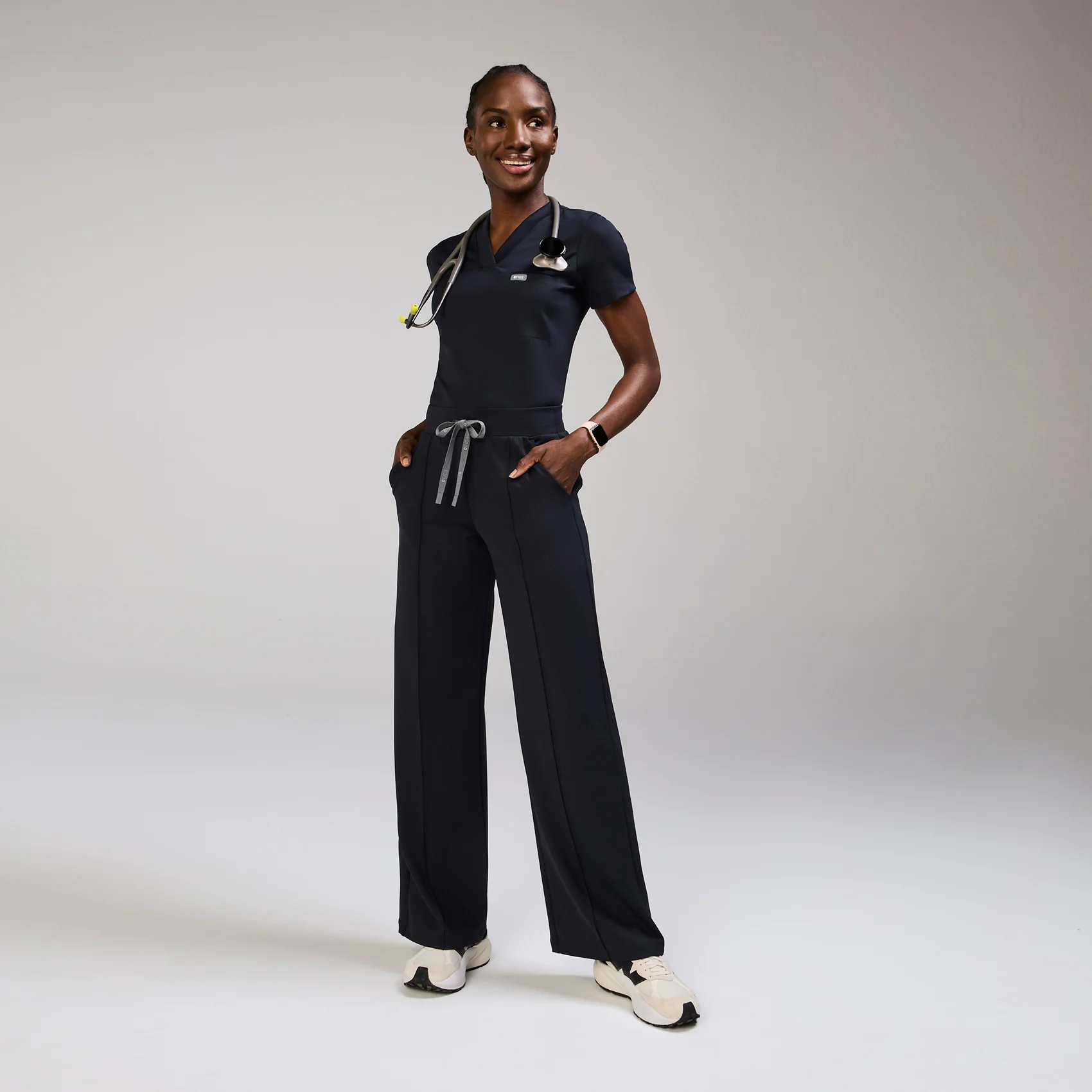 women's Navy High Waisted Salina FORMx Wide Leg - Petite Scrub Pant™ - Image 2