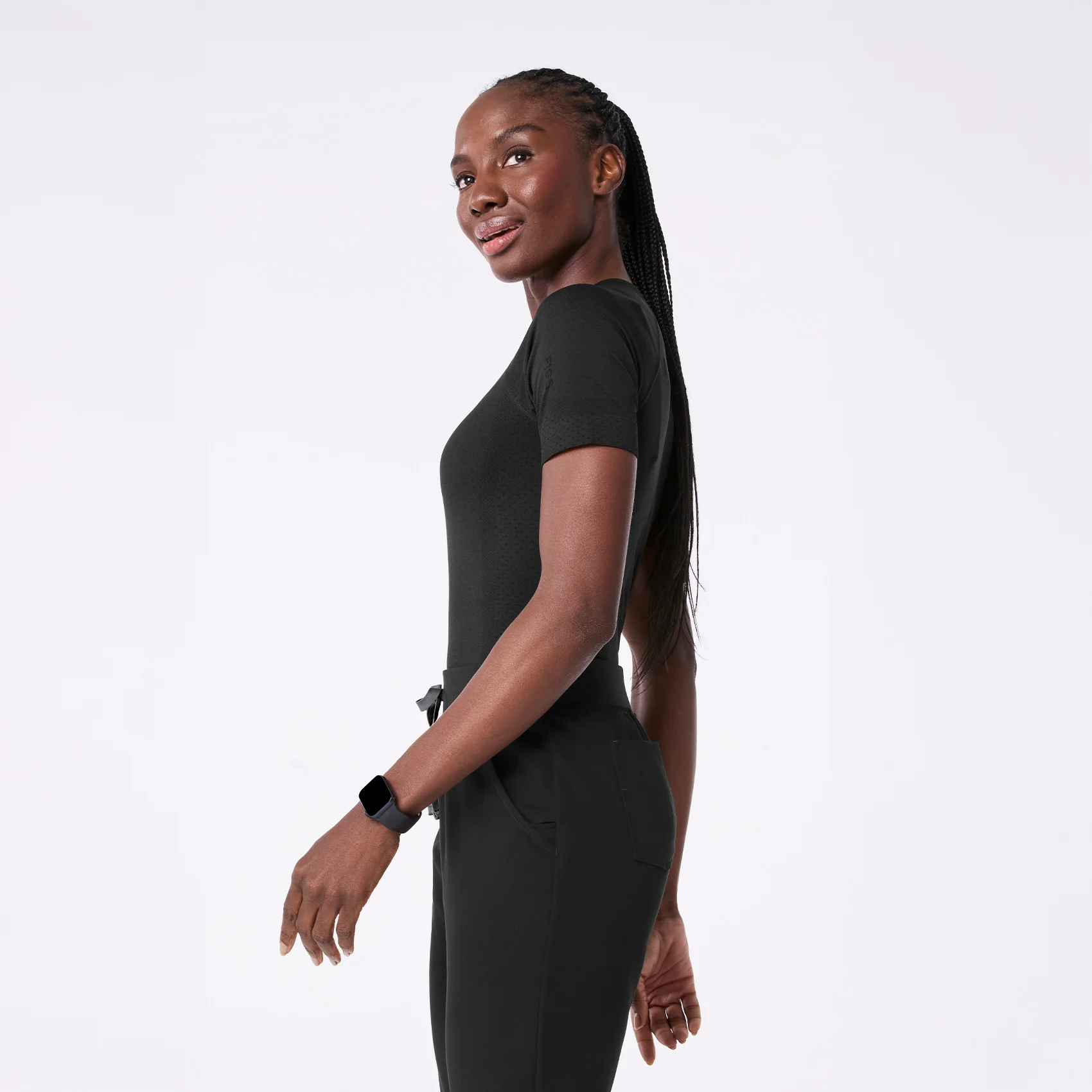 women's Black Salta Seamless - Shortsleeve Underscrub - Image 3