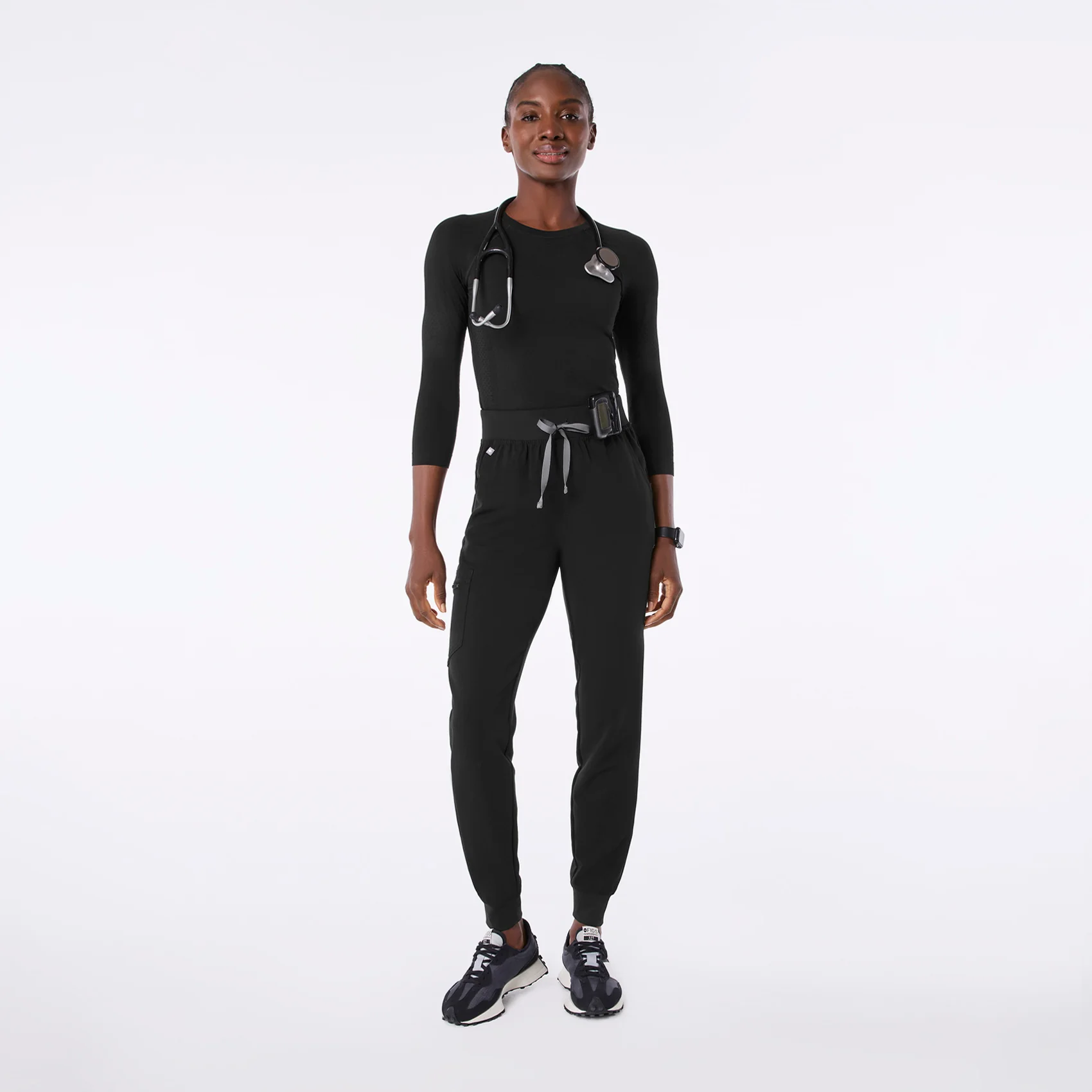 women's Black Salta Seamless - ¾ Sleeve Underscrub - Image 2