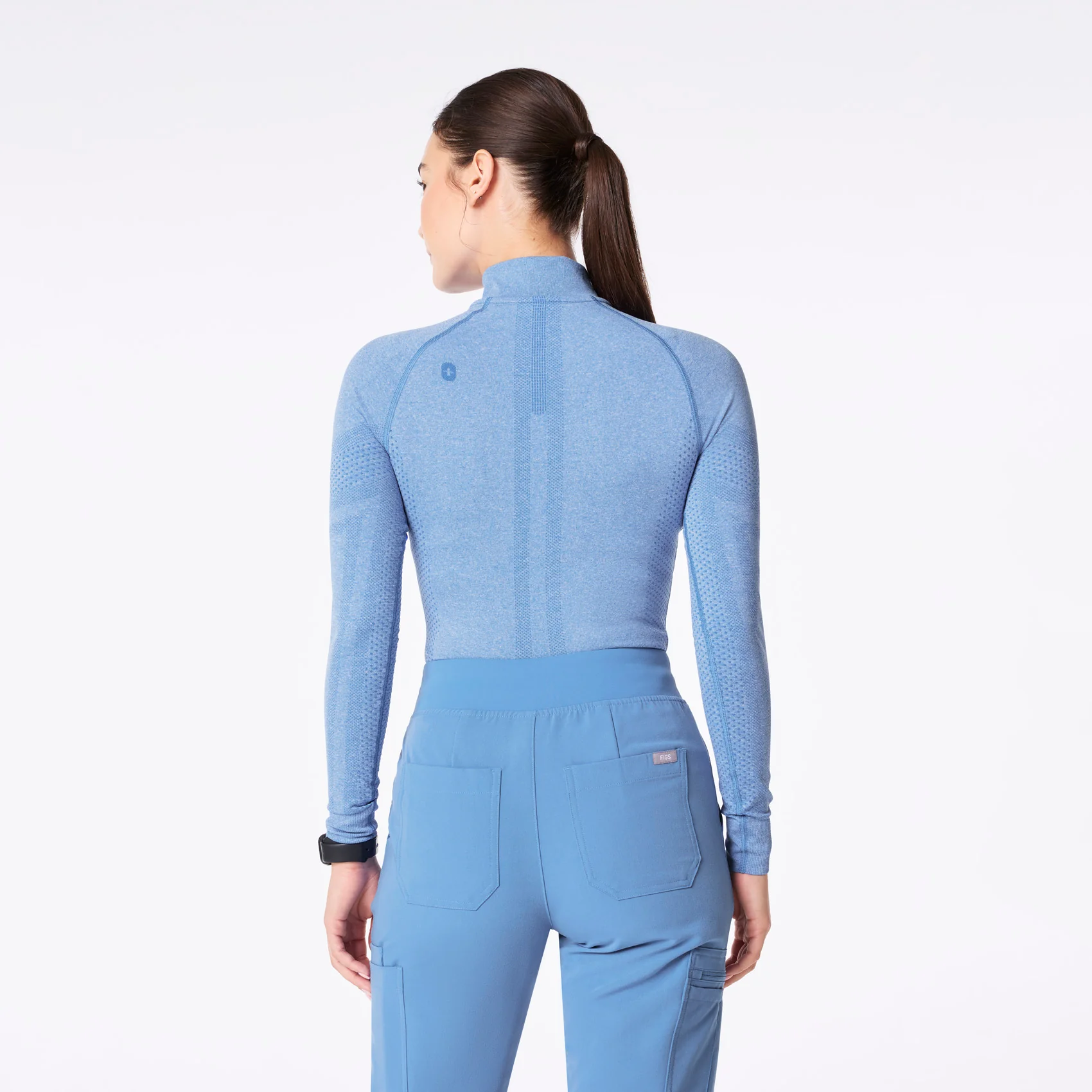women's Ceil Blue Salta Seamless ¼ Zip - Longsleeve Underscrub - Image 4
