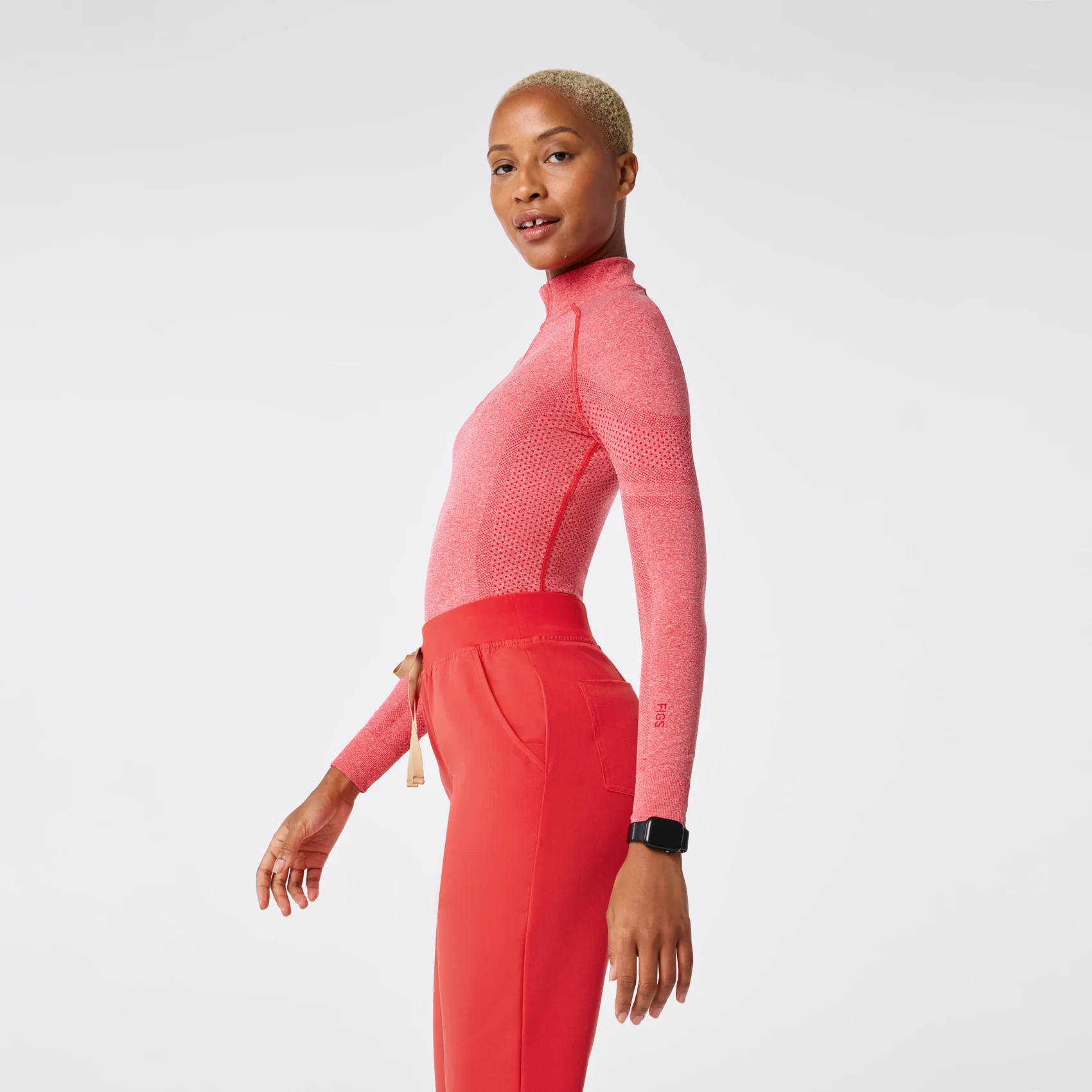 women's Hibiscus Salta Seamless ¼ Zip - Longsleeve Underscrub - Image 3