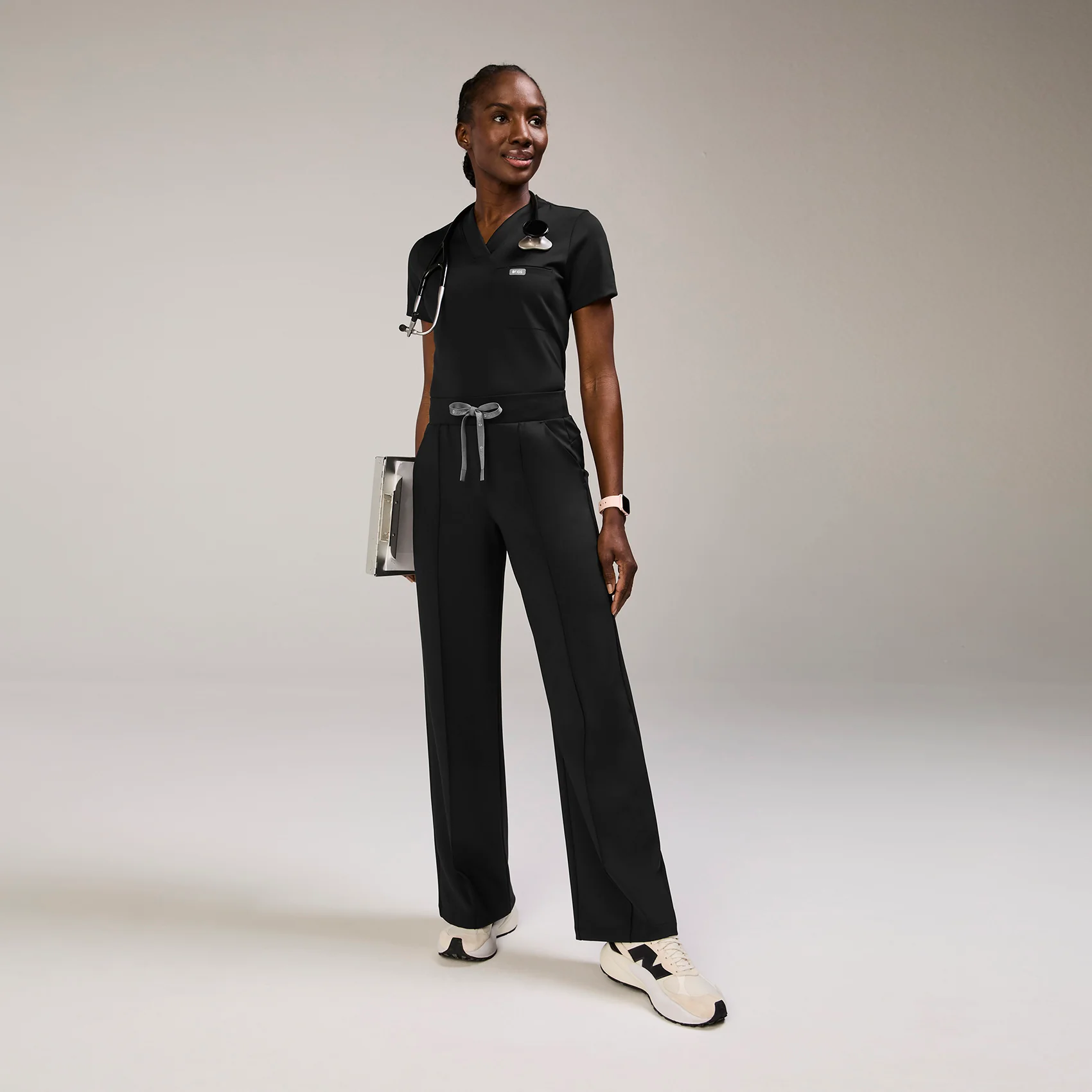 women's Black Sona FORMx Slim V-Neck - Scrub Top™ - Image 2