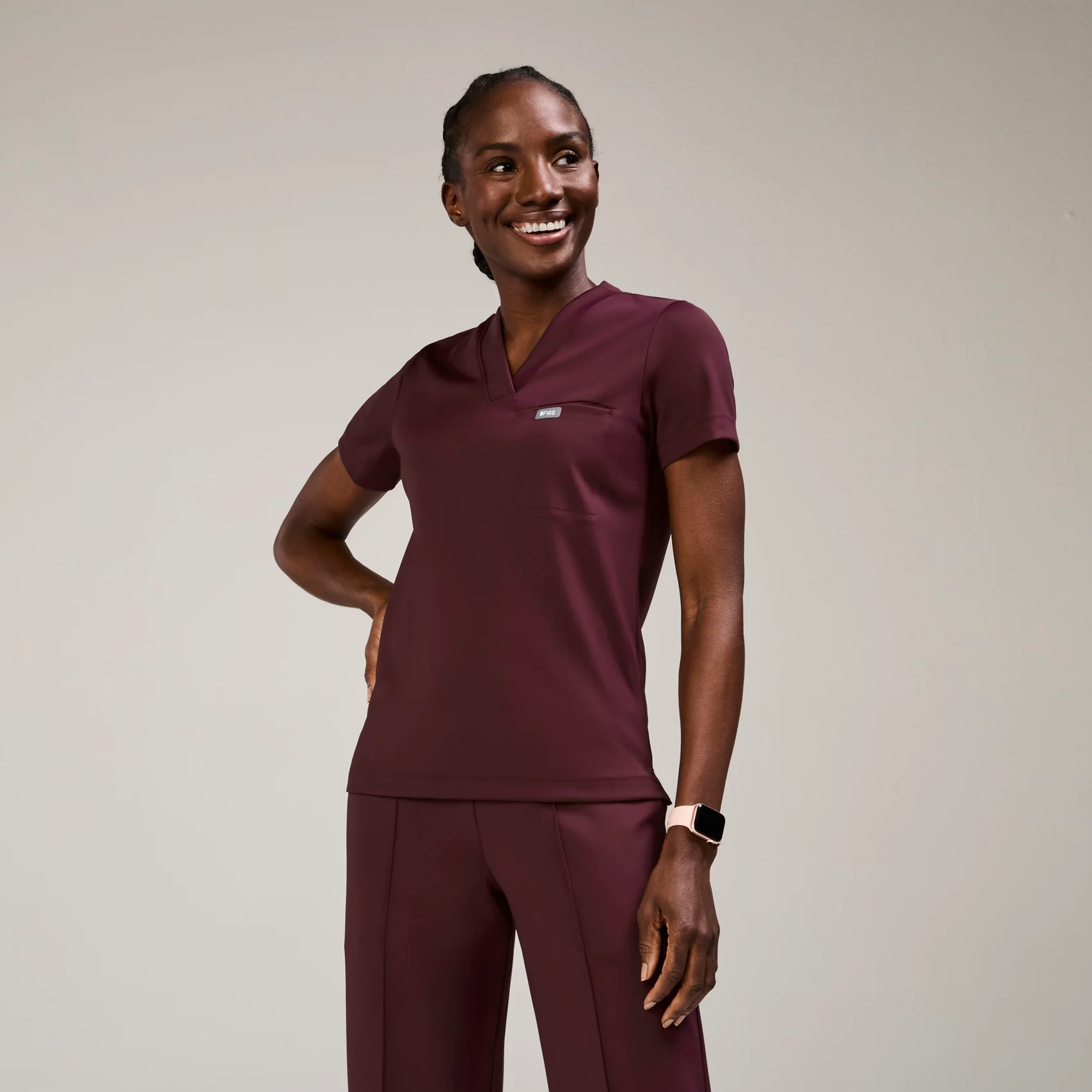 women's Burgundy Sona FORMx Slim V-Neck - Scrub Top™