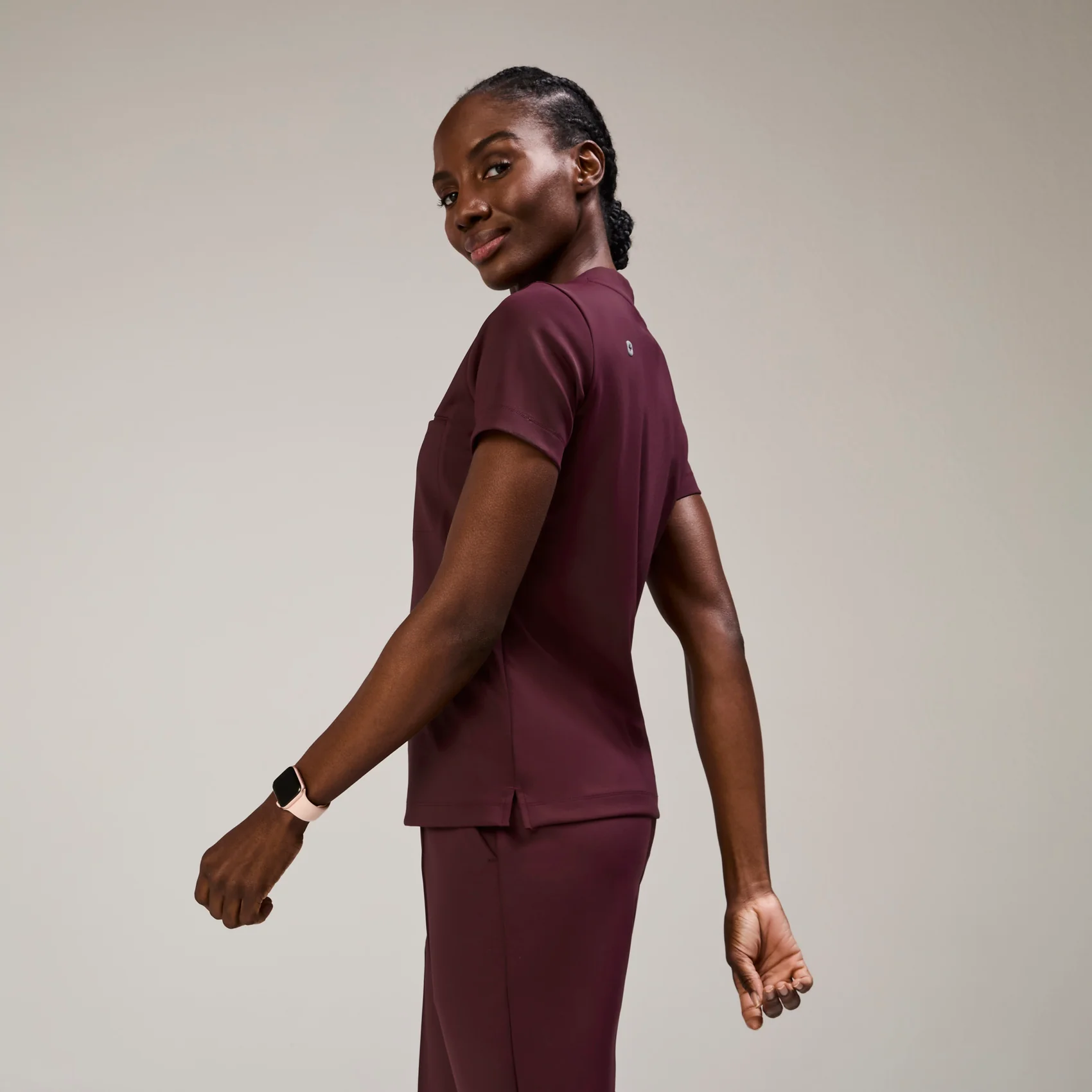 women's Burgundy Sona FORMx Slim V-Neck - Scrub Top™ - Image 3