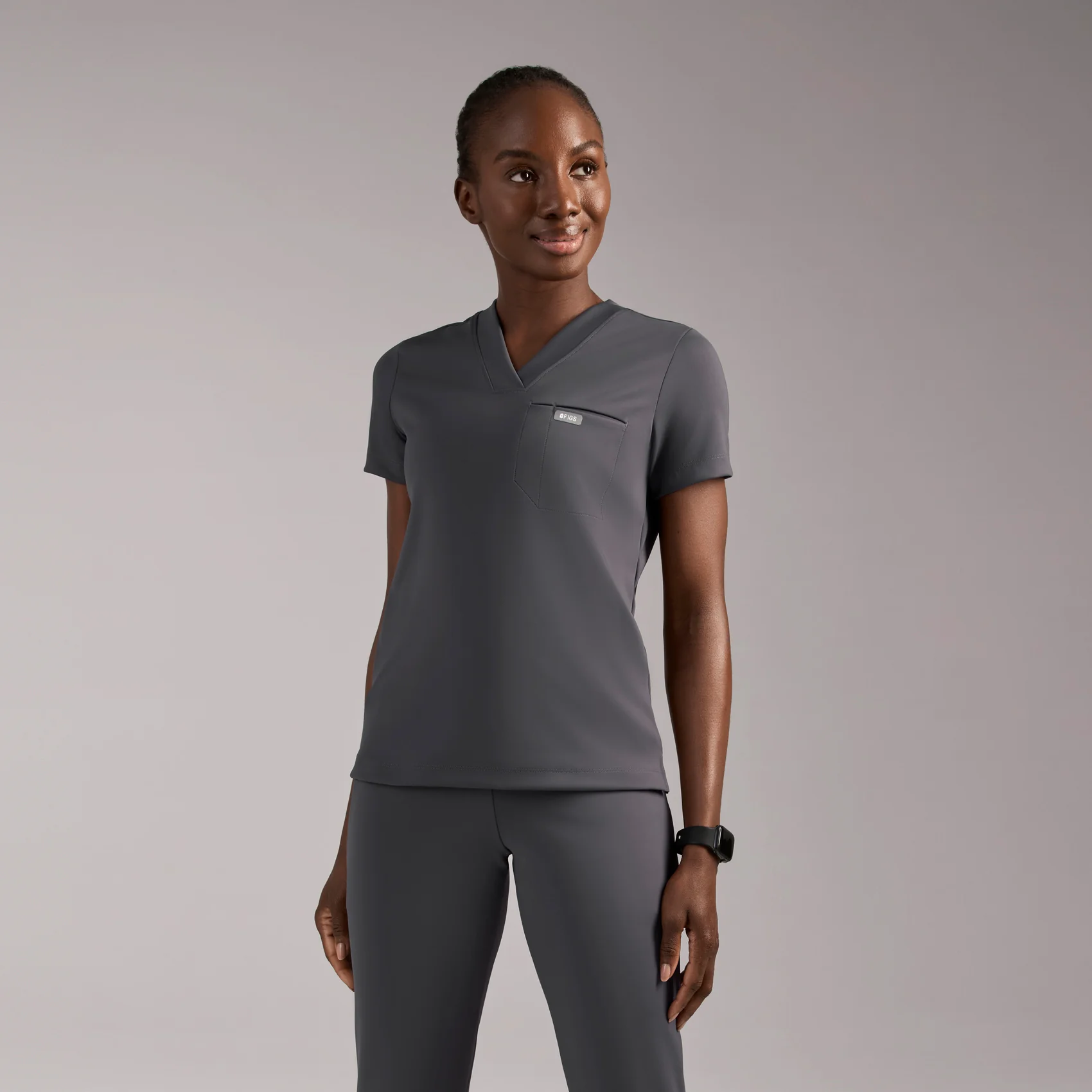 women's Charcoal Sona FORMx Slim V-Neck - Scrub Top™