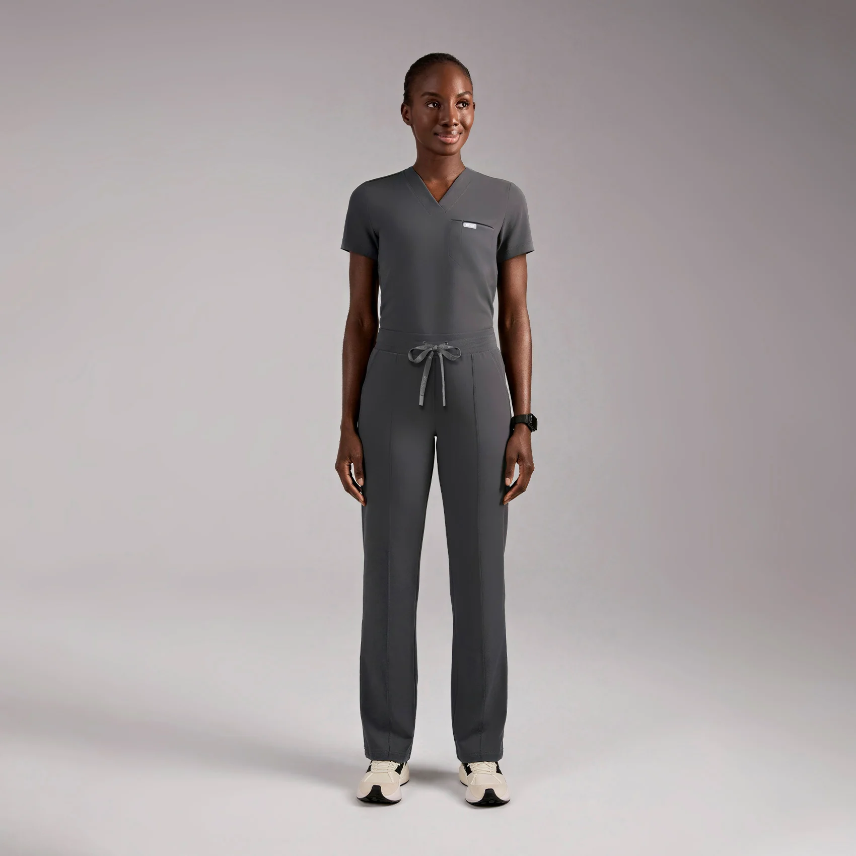 women's Charcoal Sona FORMx Slim V-Neck - Scrub Top™ - Image 2