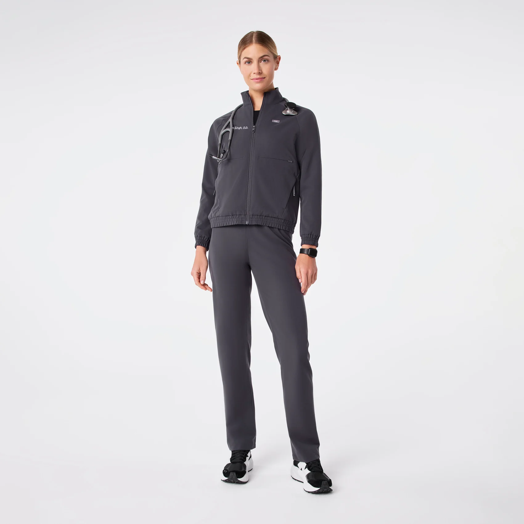 women's Charcoal Sydney - Scrub Jacket - Image 2