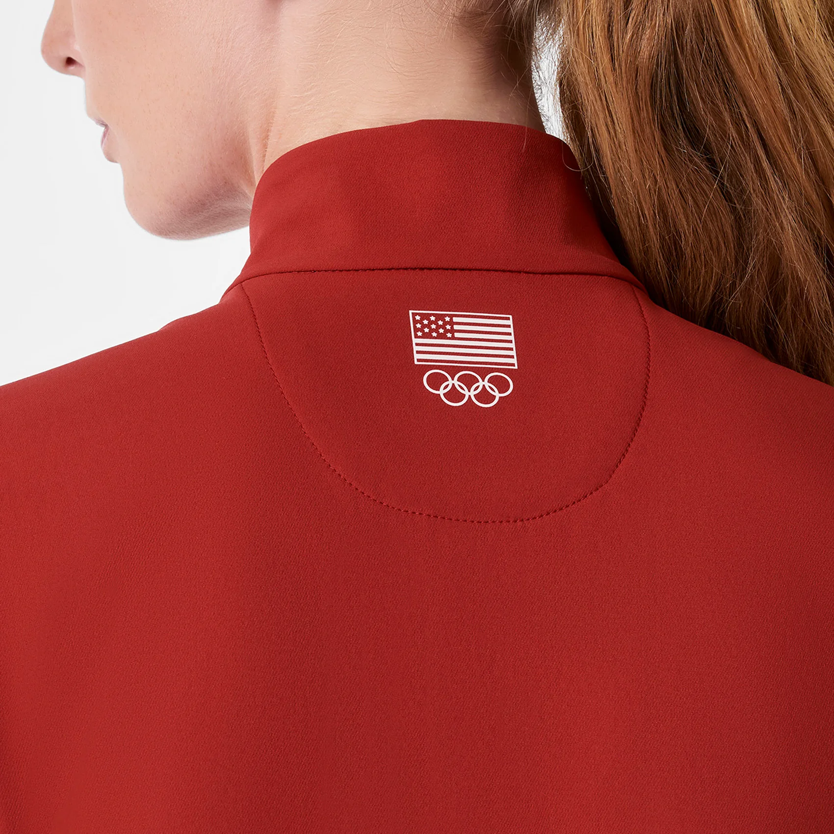 women's Team USA Red FIGS x Team USA FIBREx Mock Neck Wide Leg - Longsleeve ScrubJumpsuit™ - Image 4