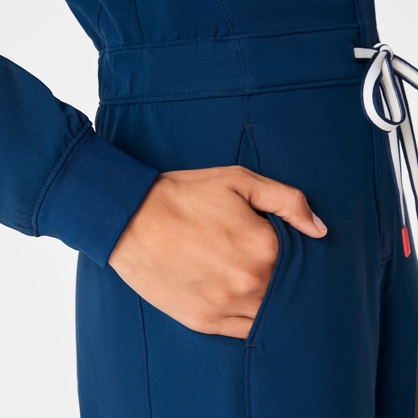 women's Team USA Blue FIGS x Team USA FIBREx Mock Neck Wide Leg - Longsleeve ScrubJumpsuit™ - Image 9