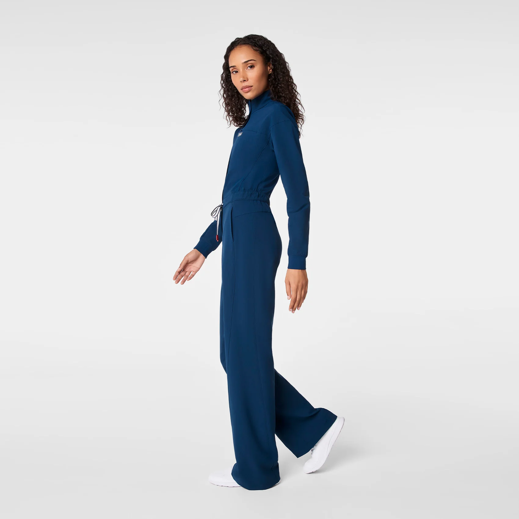 women's Team USA Blue FIGS x Team USA FIBREx Mock Neck Wide Leg - Tall Longsleeve ScrubJumpsuit™ - Image 3