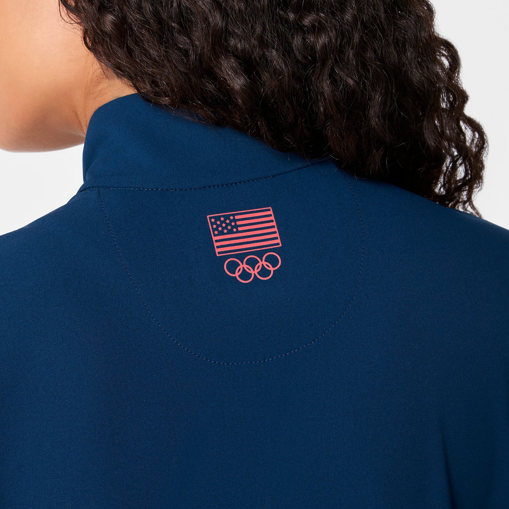 women's Team USA Blue FIGS x Team USA FIBREx Mock Neck Wide Leg - Tall Longsleeve ScrubJumpsuit™ - Image 4