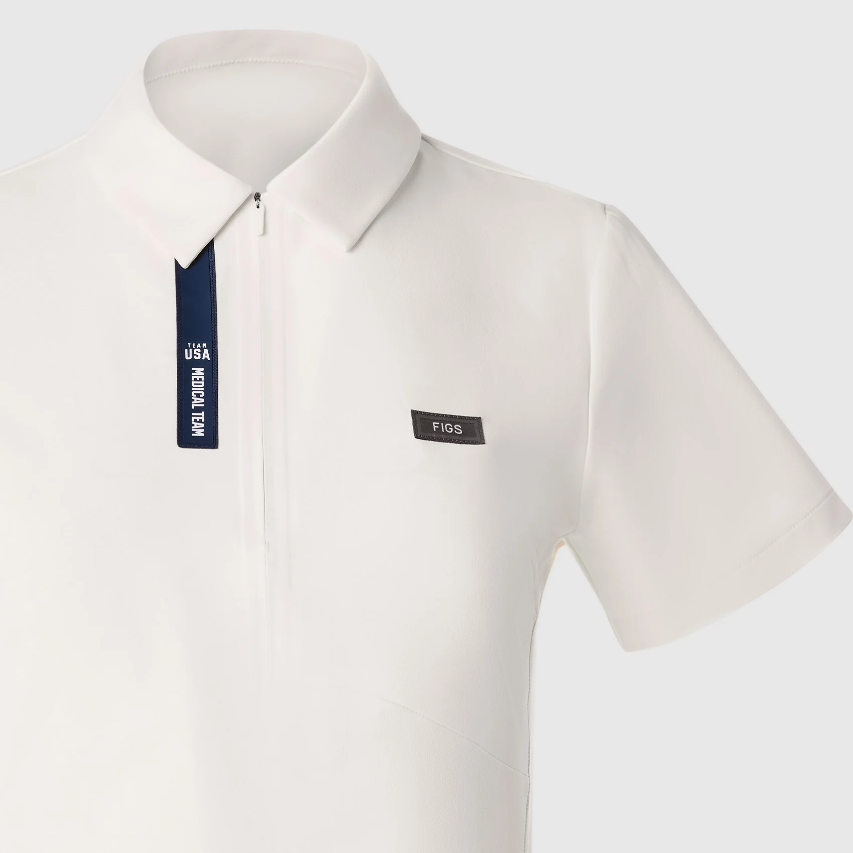 women's Off White FIGS x Team USA FIBREx Polo - Scrub Top - Image 9