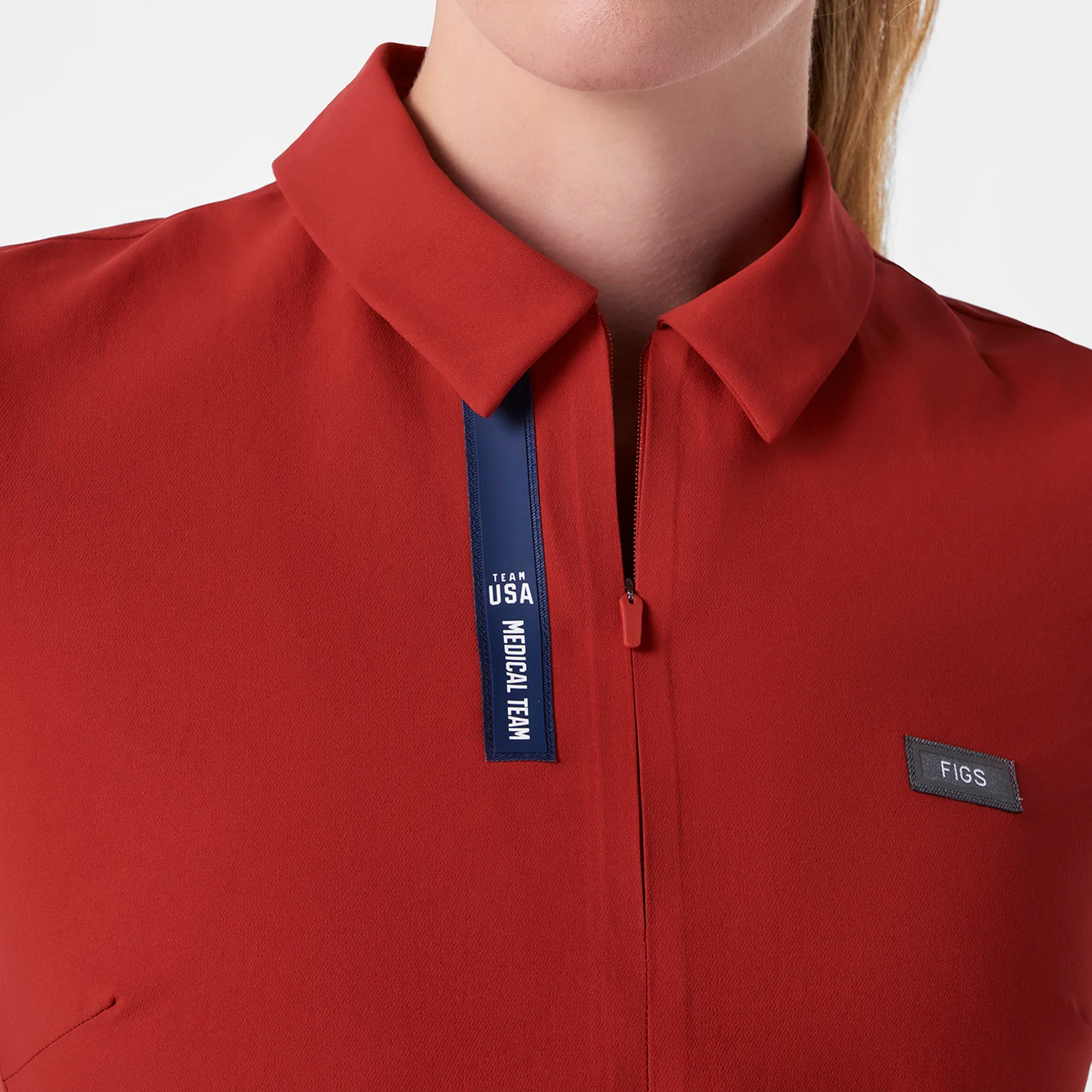 women's Team USA Red FIGS x Team USA FIBREx Polo - Scrub Top - Image 6
