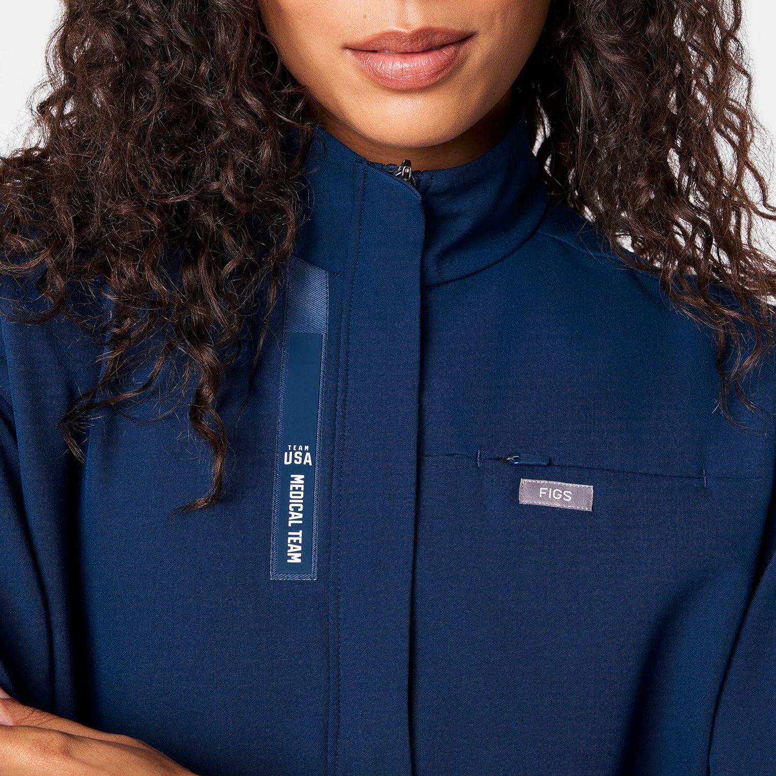 women's Team USA Blue FIGS x Team USA Longsleeve Straight Leg - Petite Scrubjumpsuit™ - Image 5