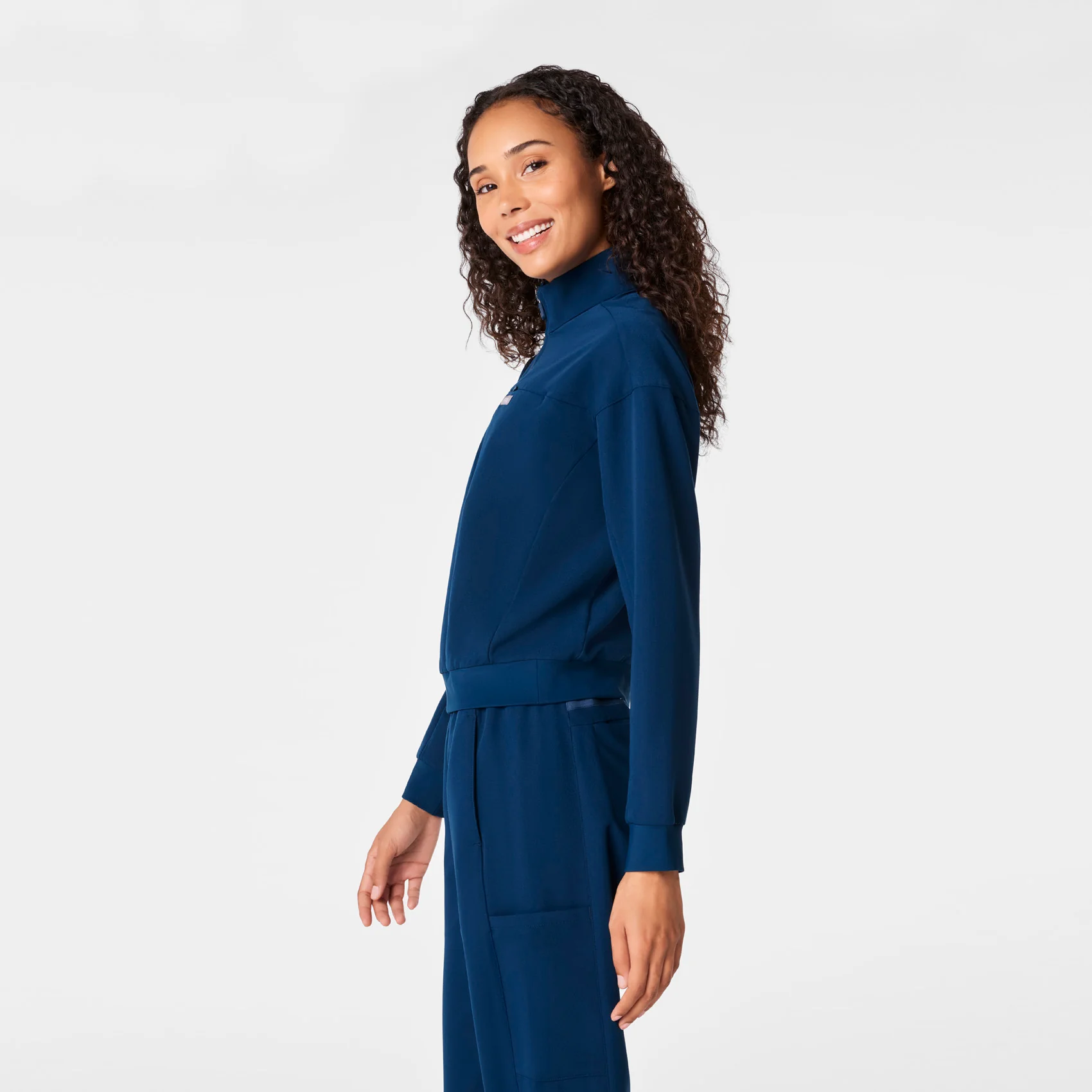 women's Team USA Blue FIGS x Team USA Mock Neck Longsleeve - Scrub Top - Image 3