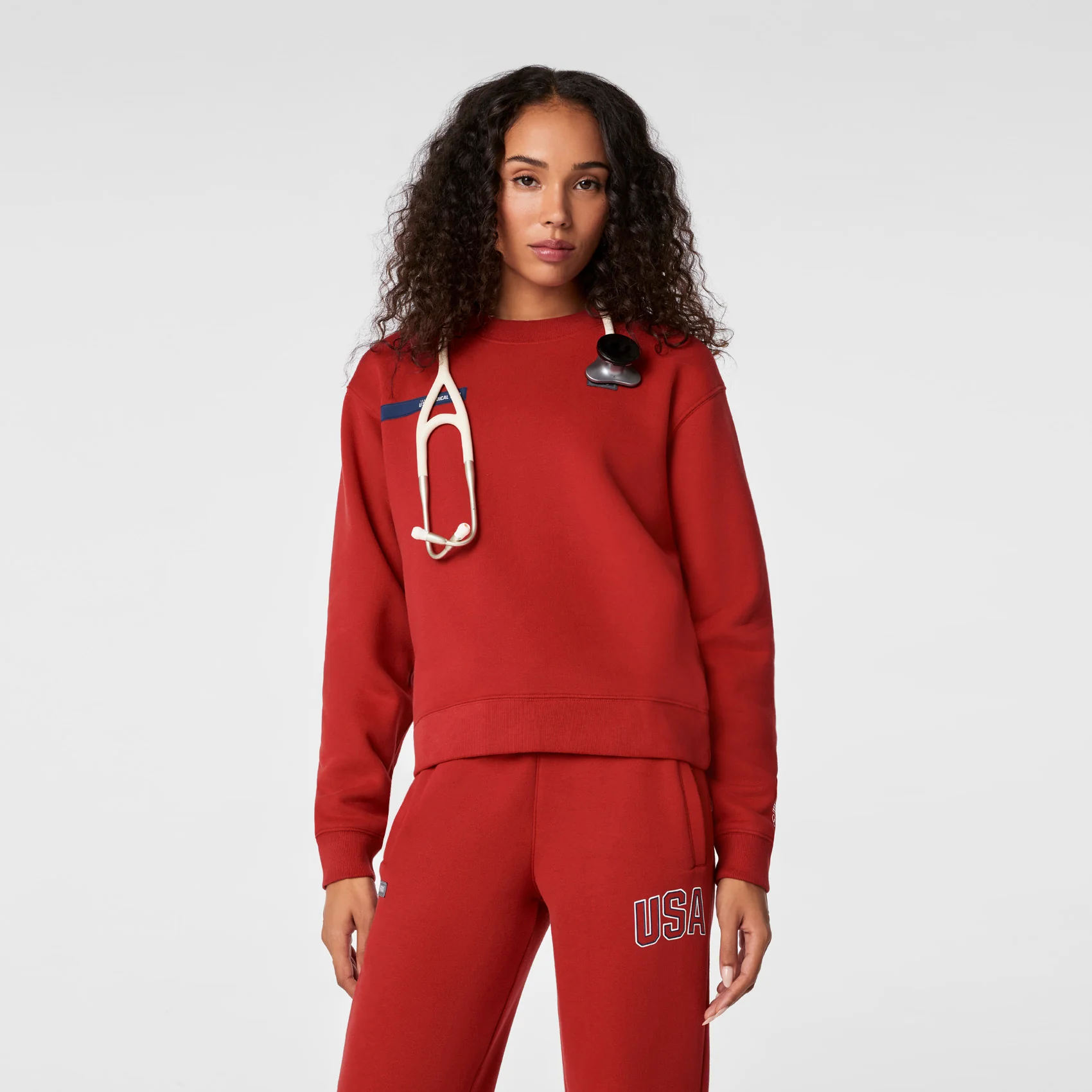 women's Team USA Red FIGS x Team USA Off-Shift - Crewneck Sweatshirt™