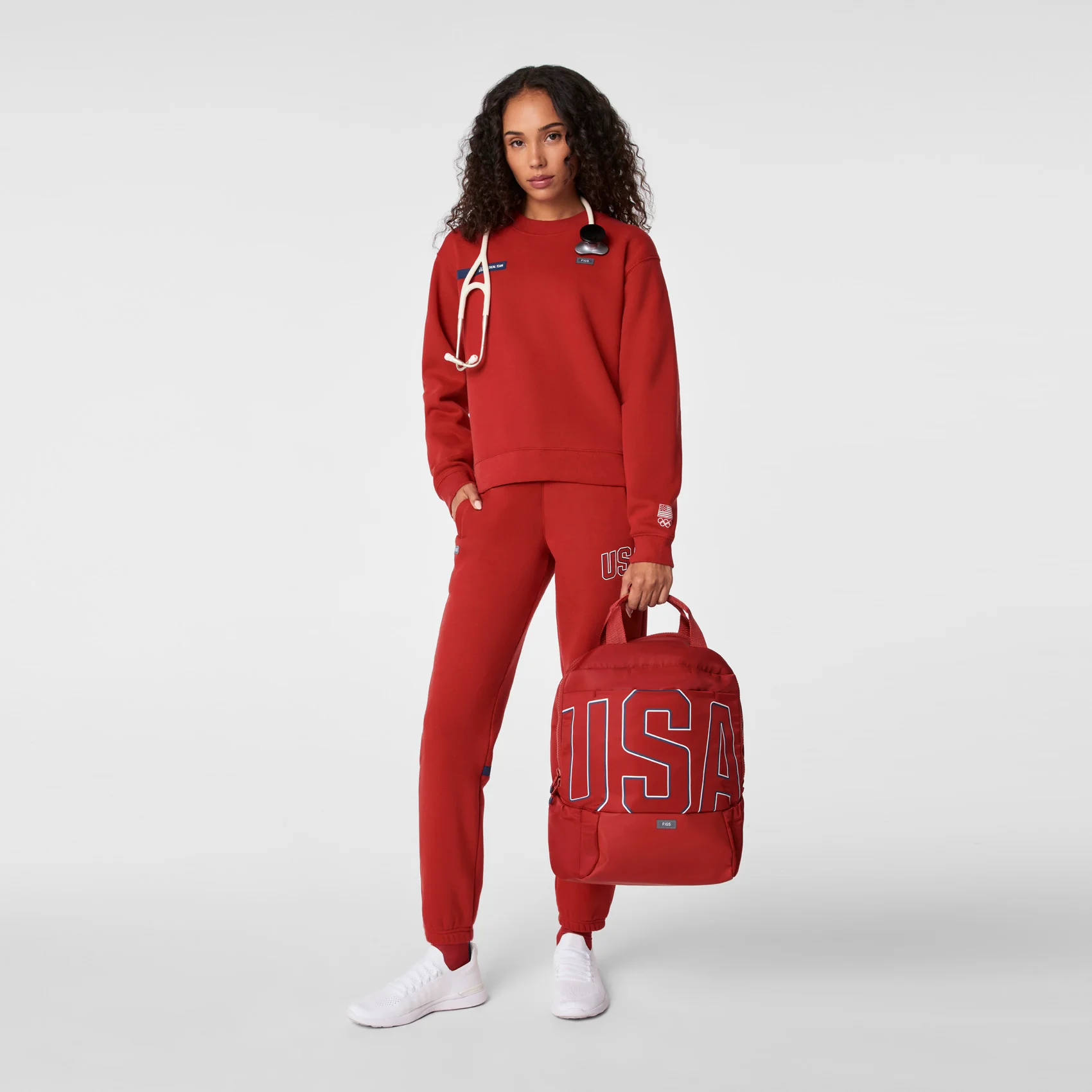 women's Team USA Red FIGS x Team USA Off-Shift - Crewneck Sweatshirt™ - Image 2