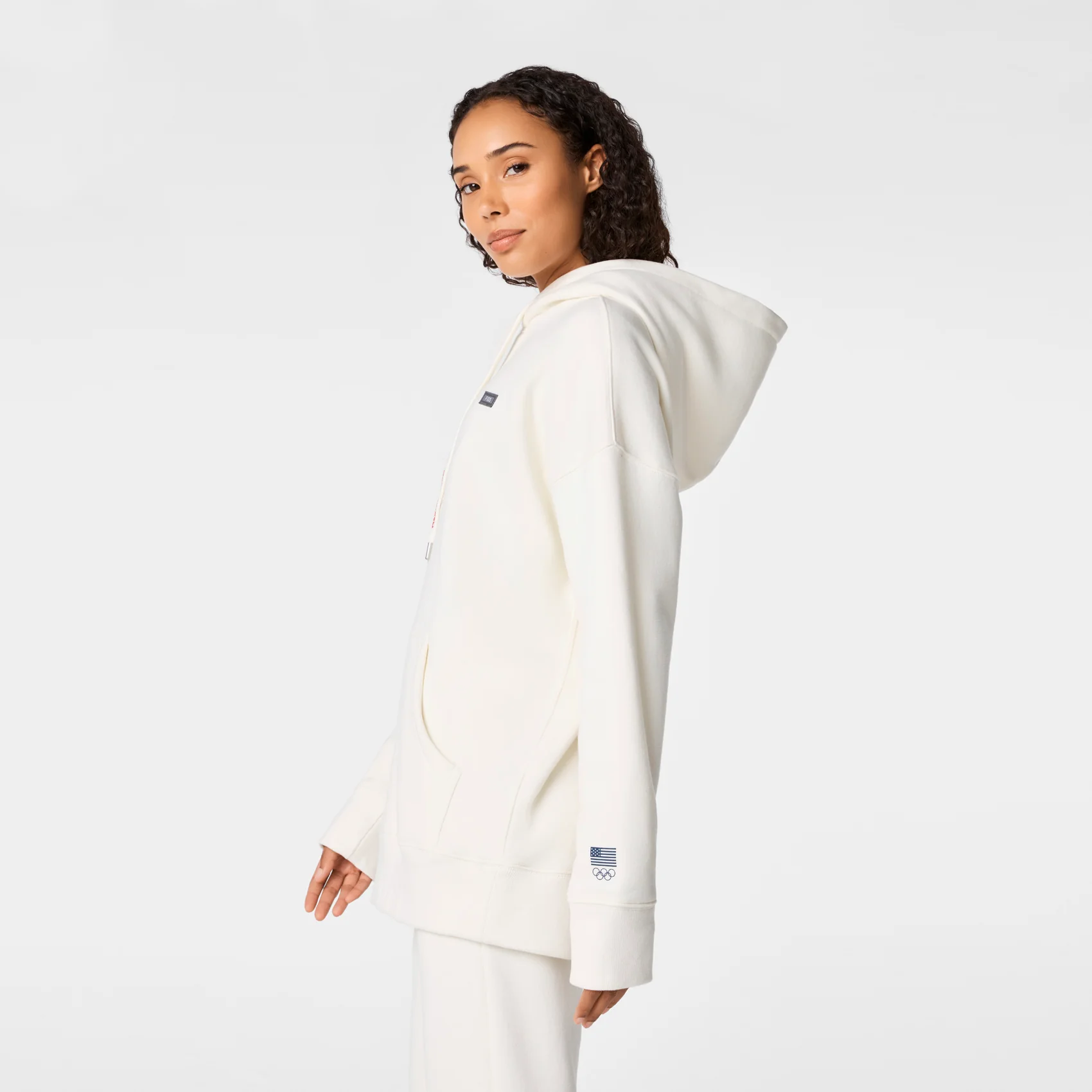 women's Off White FIGS x Team USA Off-Shift Oversized Fleece - Hoodie Sweatshirt™ - Image 2