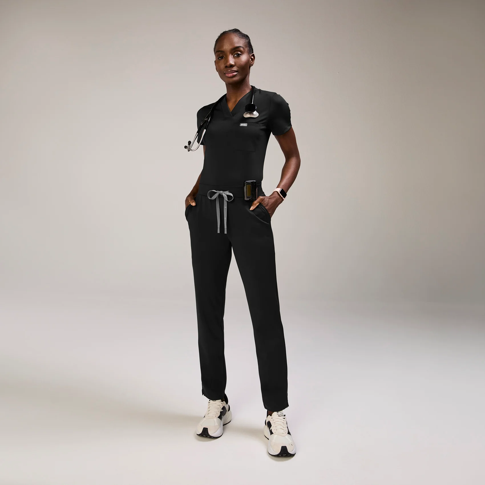 women's Black Tena FORMx Slim Tapered - Petite Scrub Pant™ - Image 2