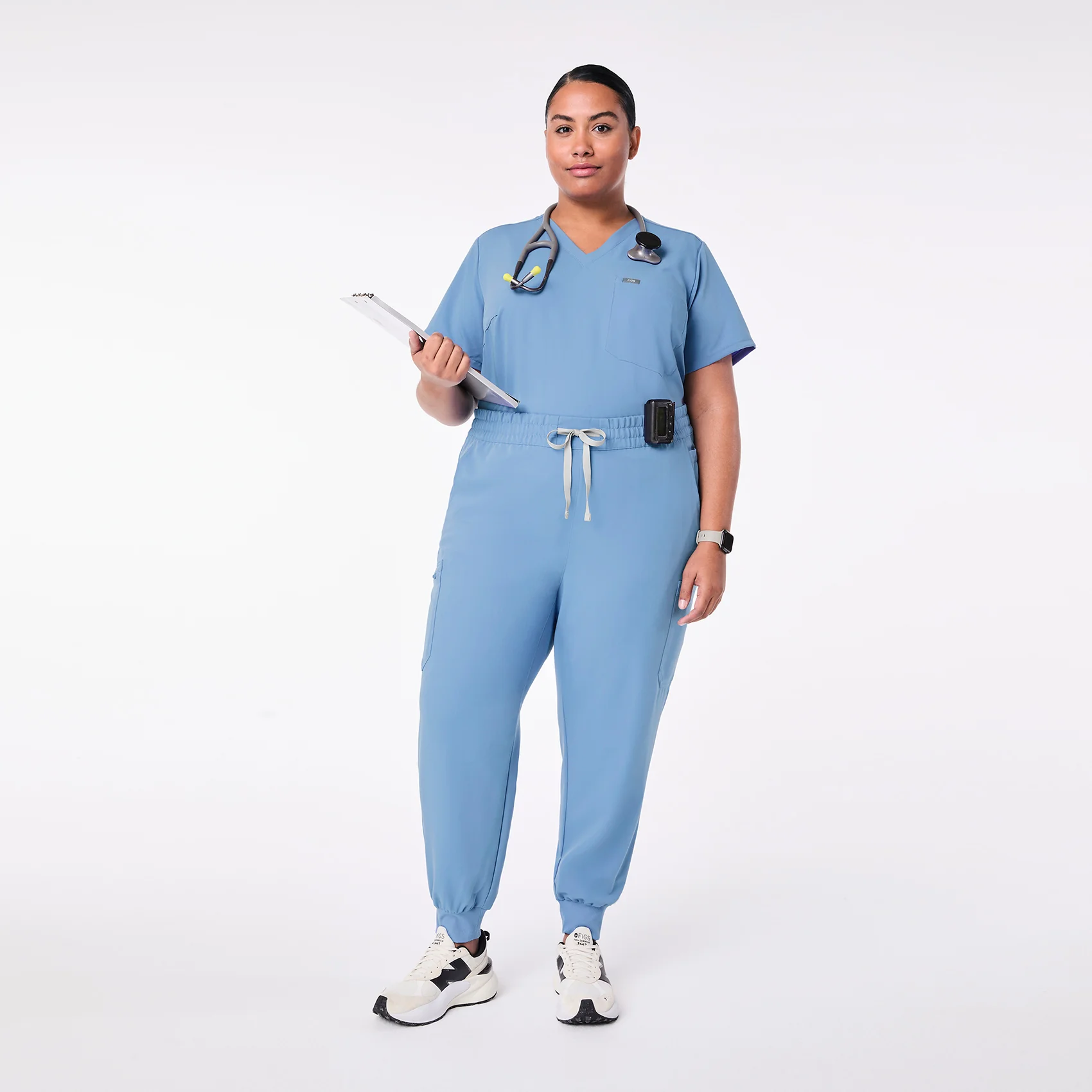 women's Ceil Blue High Waisted Uman Relaxed - Jogger Scrub Pant (3XL-6XL) - Image 2