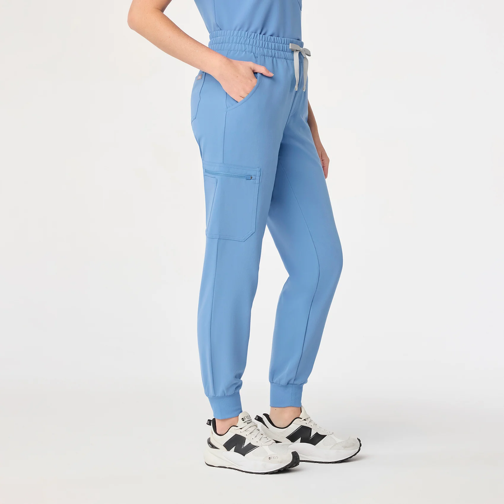 women's Ceil Blue High Waisted Uman Relaxed - Jogger Scrub Pant - Image 3