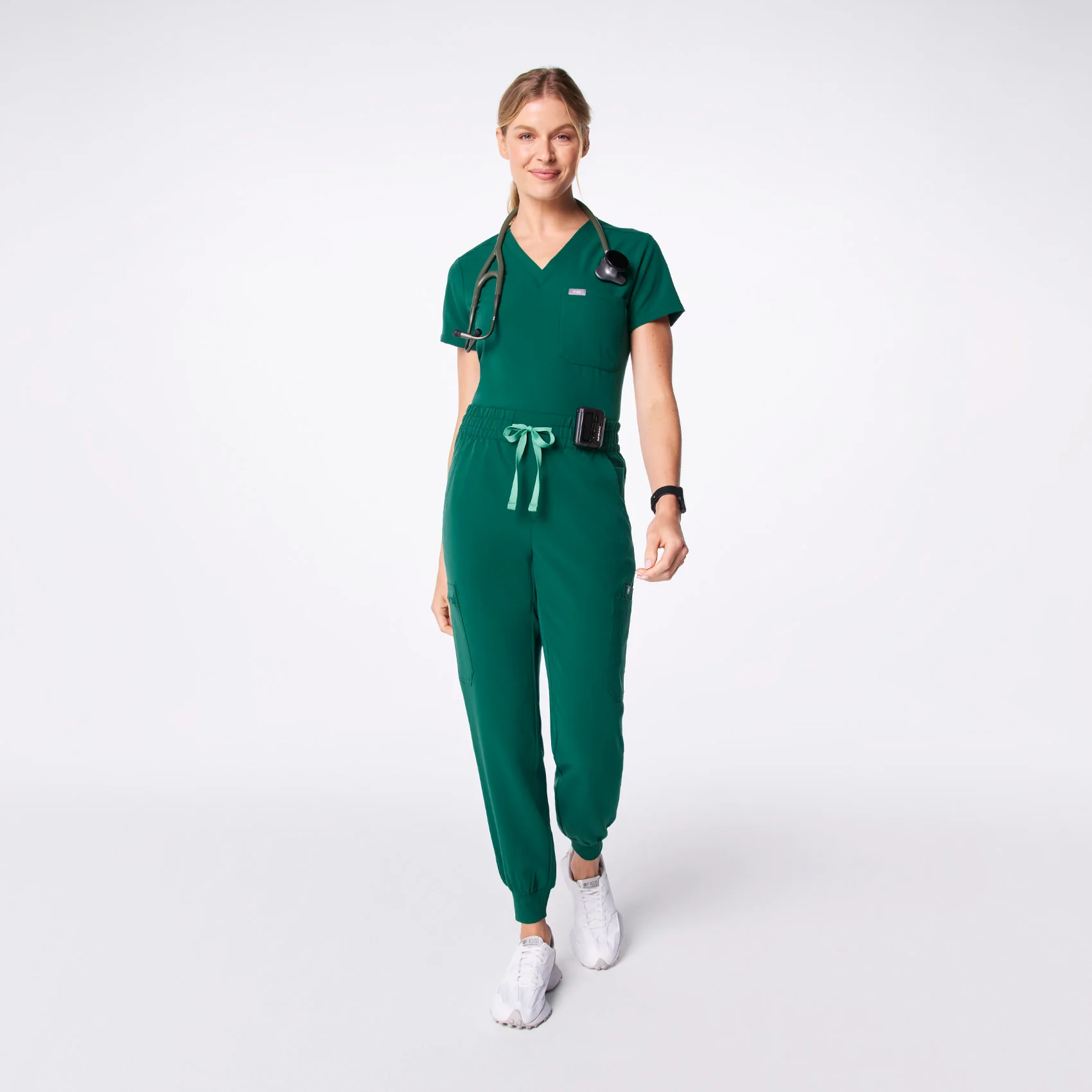women's Hunter Green High Waisted Uman Relaxed - Jogger Scrub Pant - Image 2