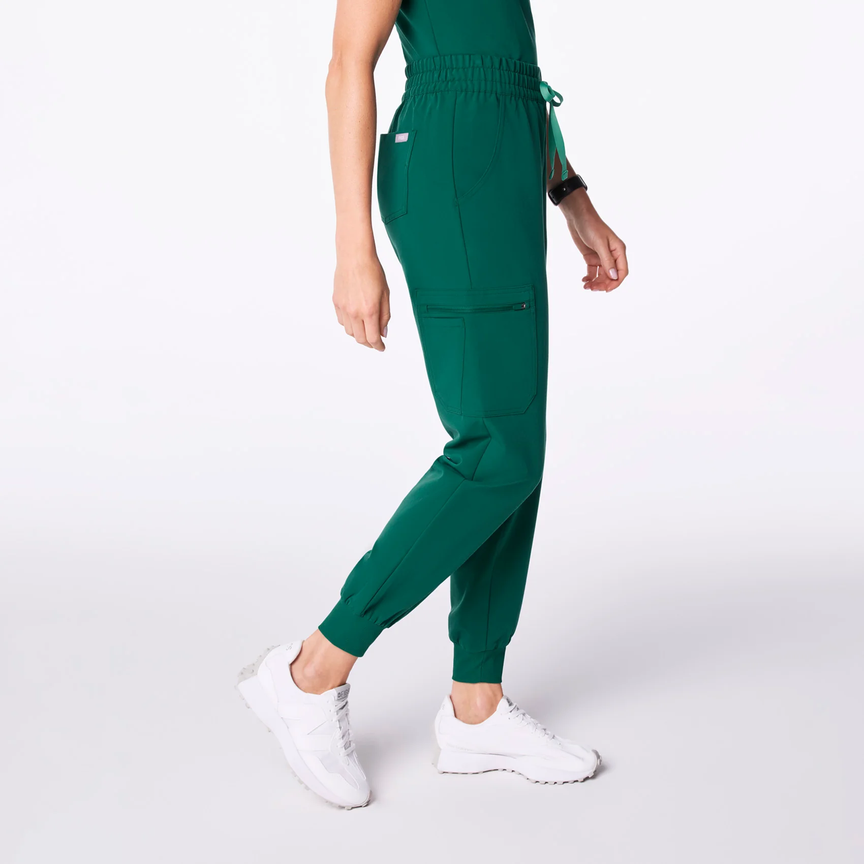 women's Hunter Green High Waisted Uman Relaxed - Jogger Scrub Pant - Image 3