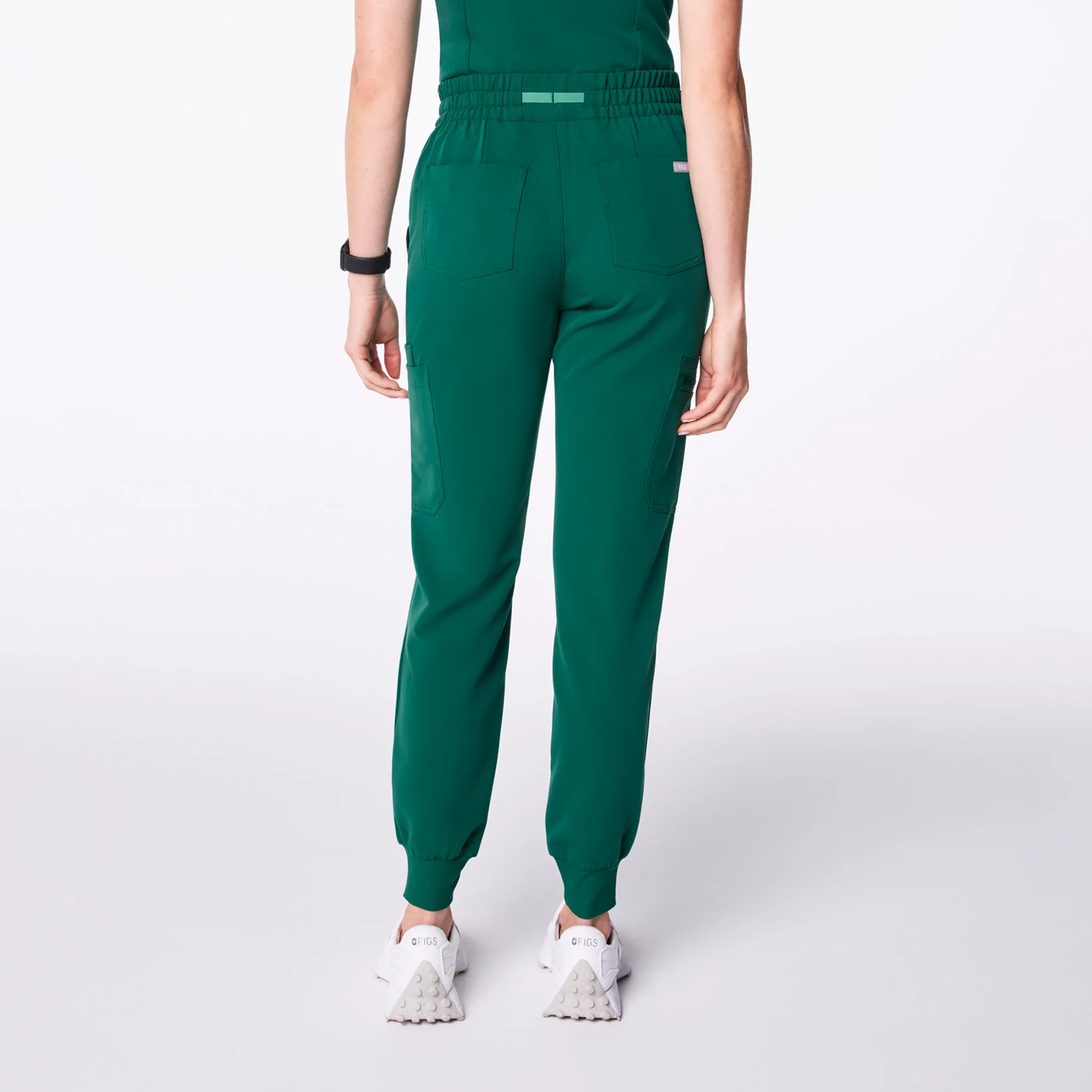 women's Hunter Green High Waisted Uman Relaxed - Petite Jogger Scrub Pant - Image 4