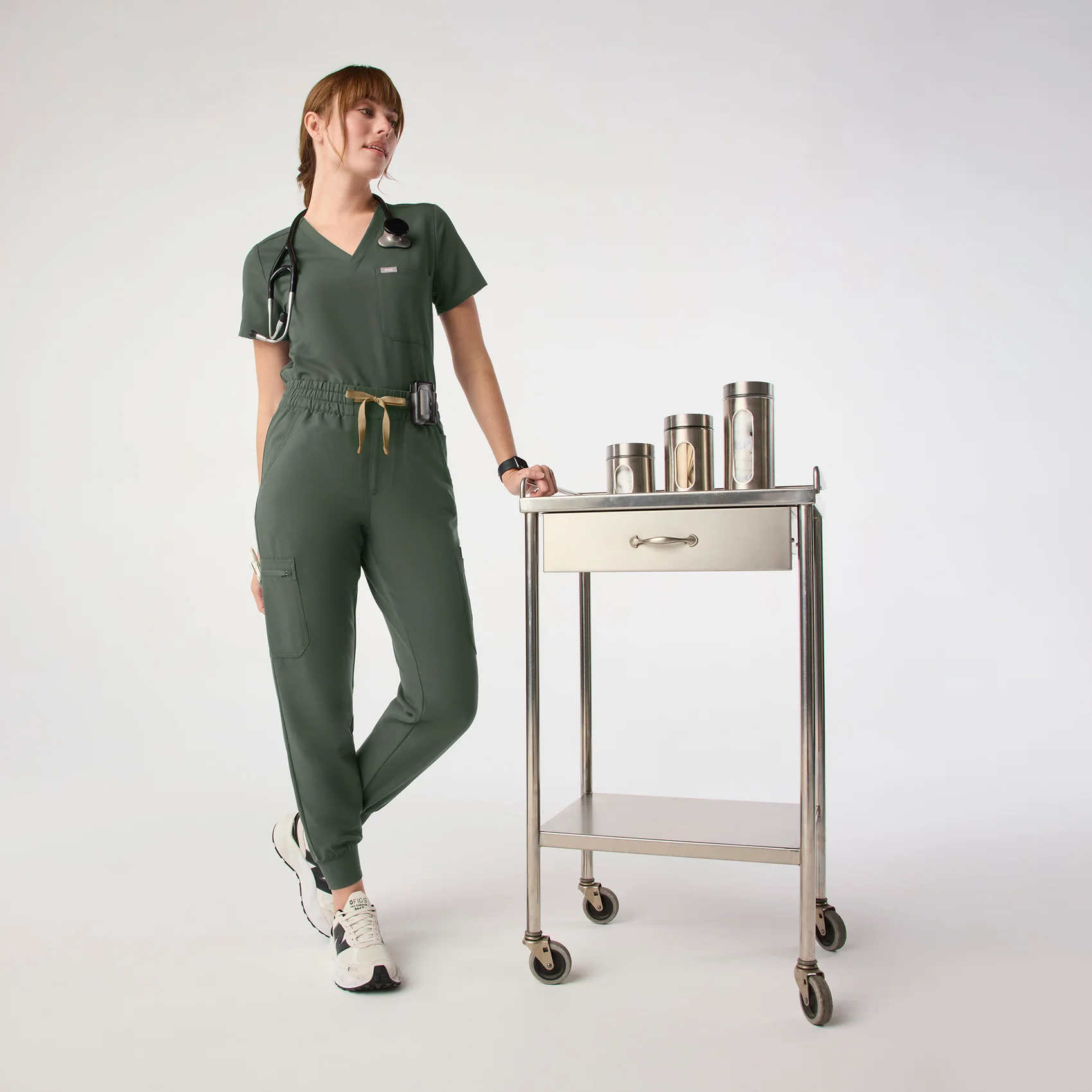 women's Moss High Waisted Uman Relaxed - Petite Jogger Scrub Pant - Image 8