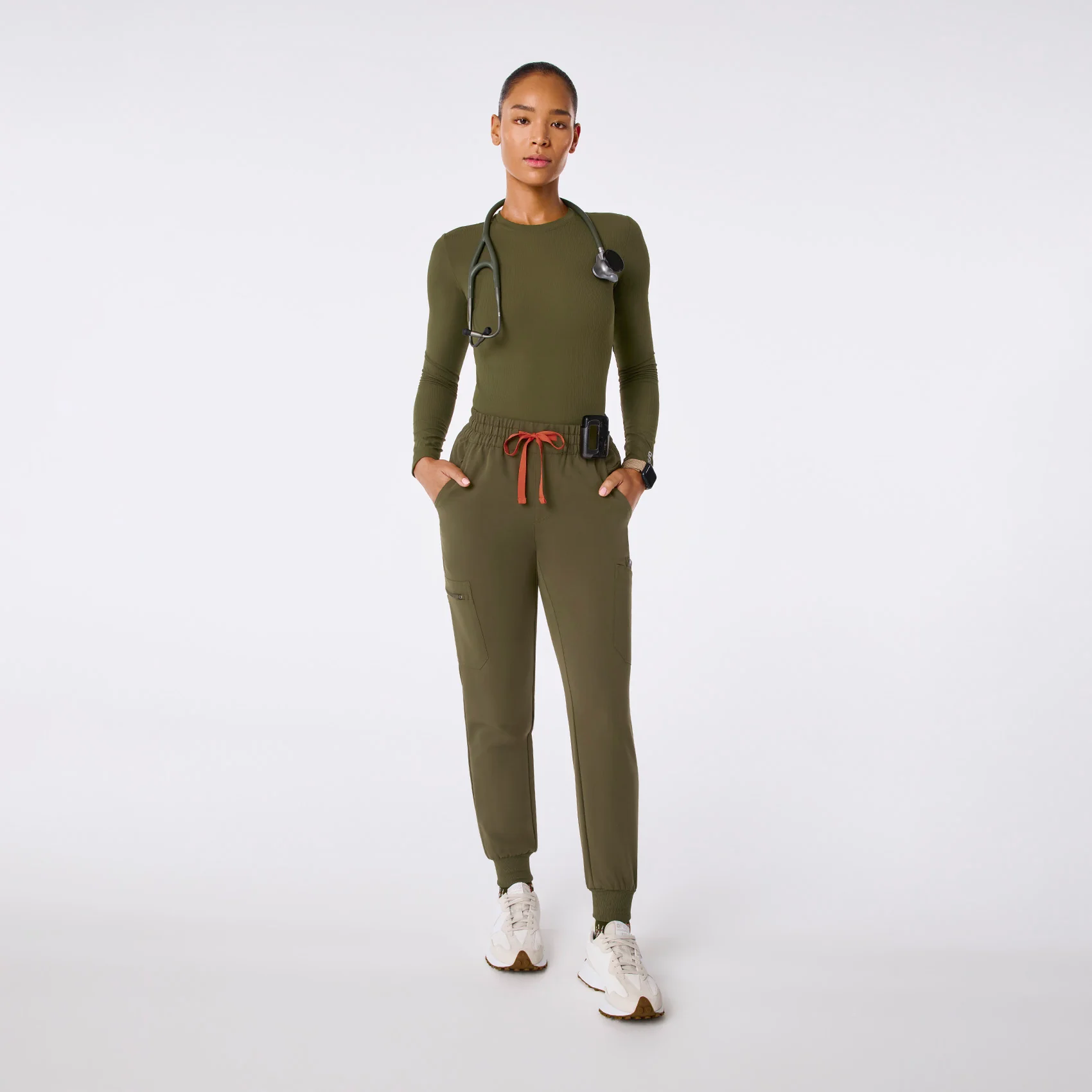 women's Spruce High Waisted Uman Relaxed - Petite Jogger Scrub Pant - Image 2