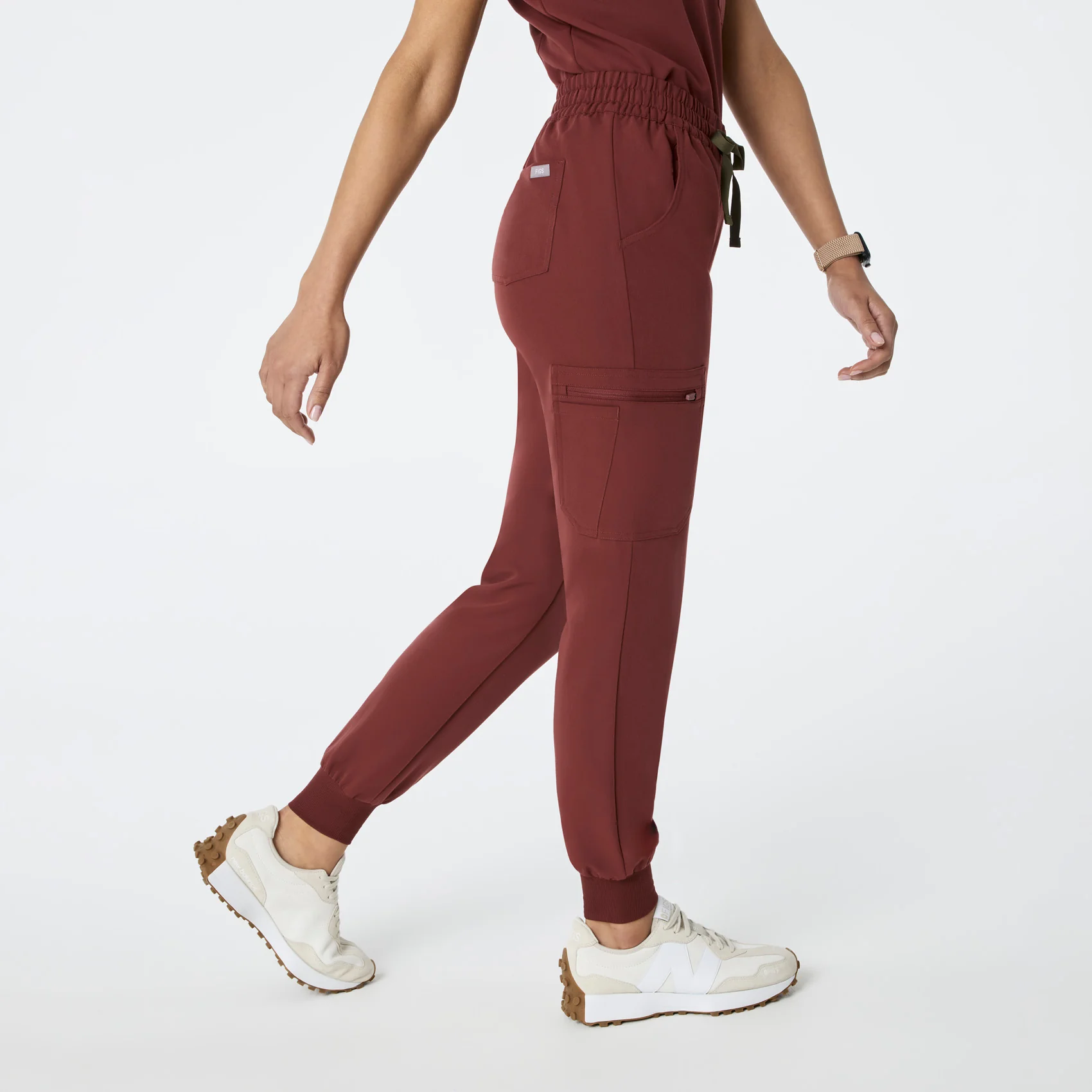 women's Walnut High Waisted Uman Relaxed - Petite Jogger Scrub Pant - Image 3