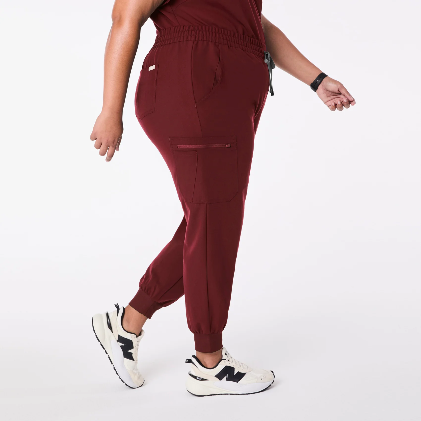 women's Burgundy High Waisted Uman Relaxed - Tall Jogger Scrub Pant (3XL-6XL) - Image 3