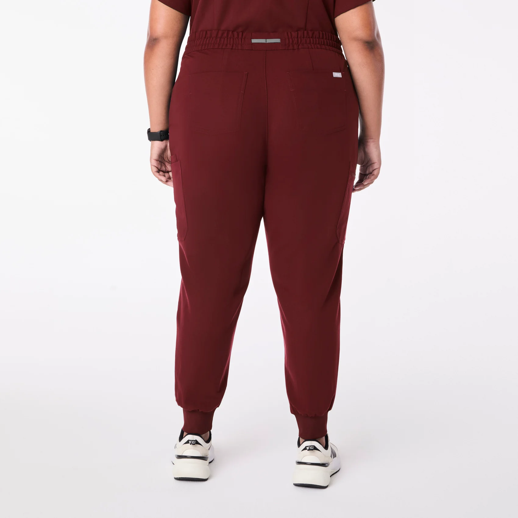 women's Burgundy High Waisted Uman Relaxed - Tall Jogger Scrub Pant (3XL-6XL) - Image 4